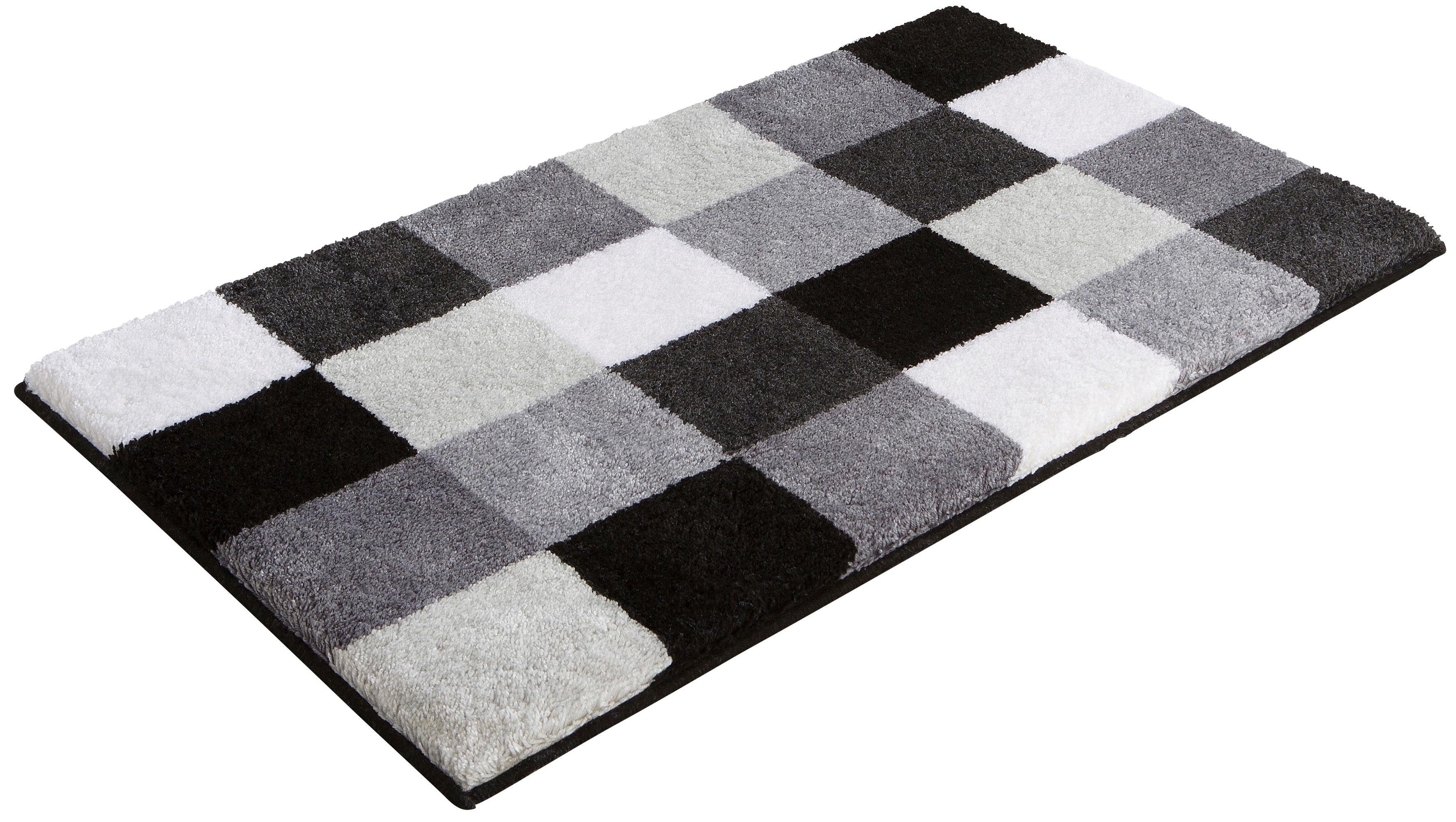 Grund Badematte Mosaik, Badvorleger, Badezimmer Teppich, sehr weich, Höhe 20 mm, rutschhemmend beschichtet, fußbodenheizungsgeeignet, Kunstfaser, rechteckig, angenehm weich, auch als 3 teiliges Set erhältlich, Made in Europe