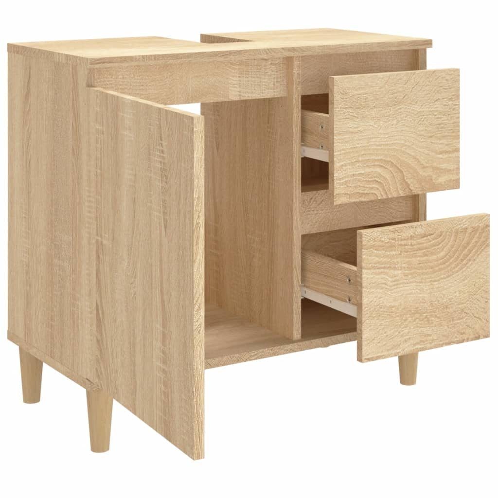 Holzwerkstoff, Badschrank Sonoma-Eiche (1-St) vidaXL 65x33x60 cm Sonoma Badezimmer-Set Eiche