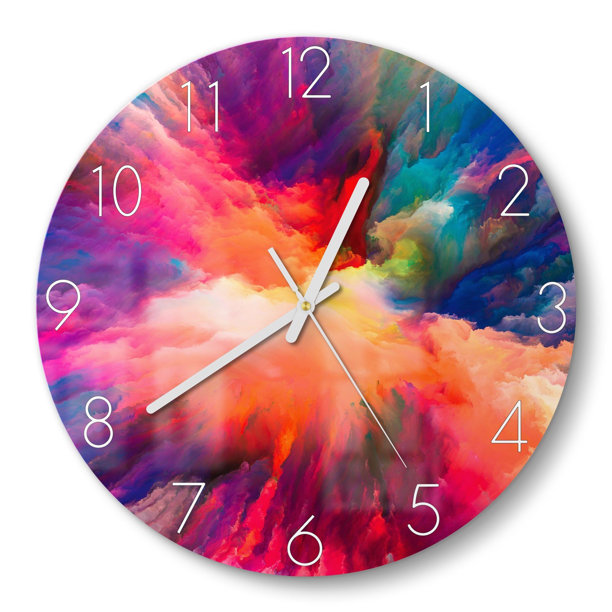 DEQORI Wanduhr 'Bunte Farbwolke' (Glas Glasuhr günstig online kaufen