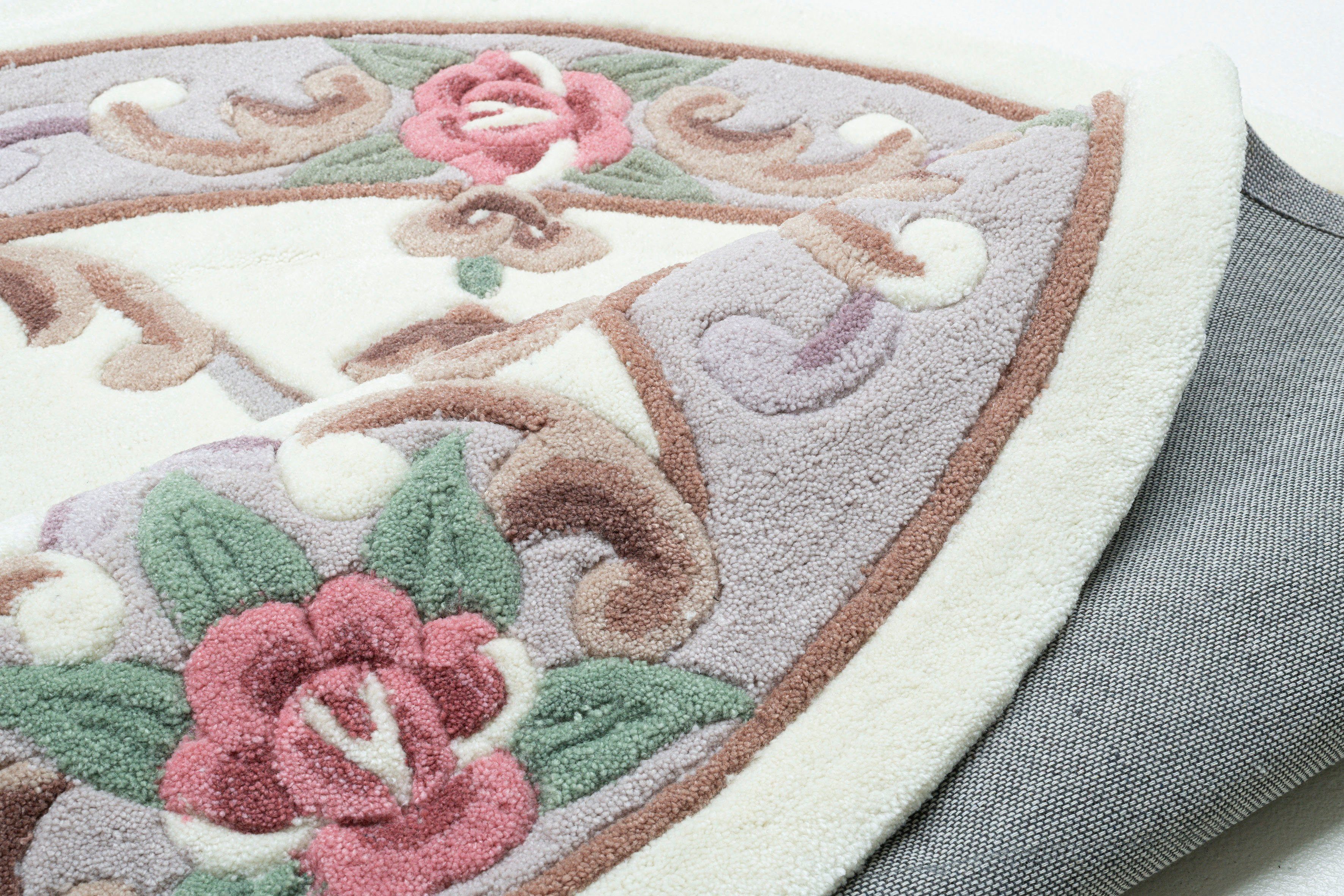 THEKO Teppich Ming, rund, Höhe: 14 mm, hochwertiges Acrylgarn, ideal im Wohnzimmer & Schlafzimmer