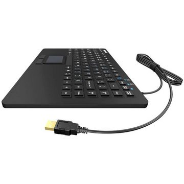 KEYSONIC Tastatur (Spritzwassergeschützt, Integriertes Touchpad, Maustasten)