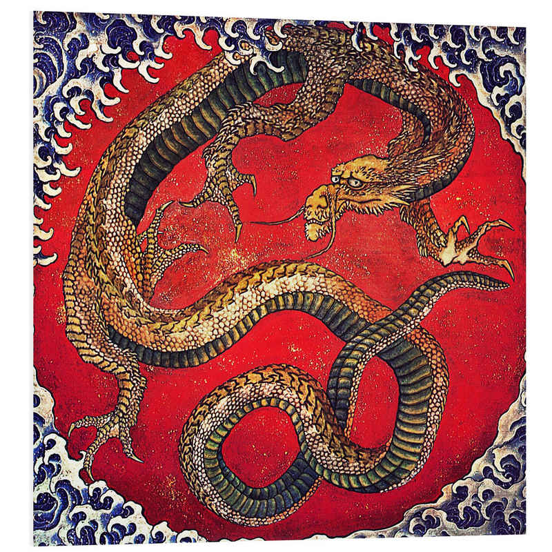 Posterlounge Forex-Bild Katsushika Hokusai, Drache, Wohnzimmer Maritim Malerei