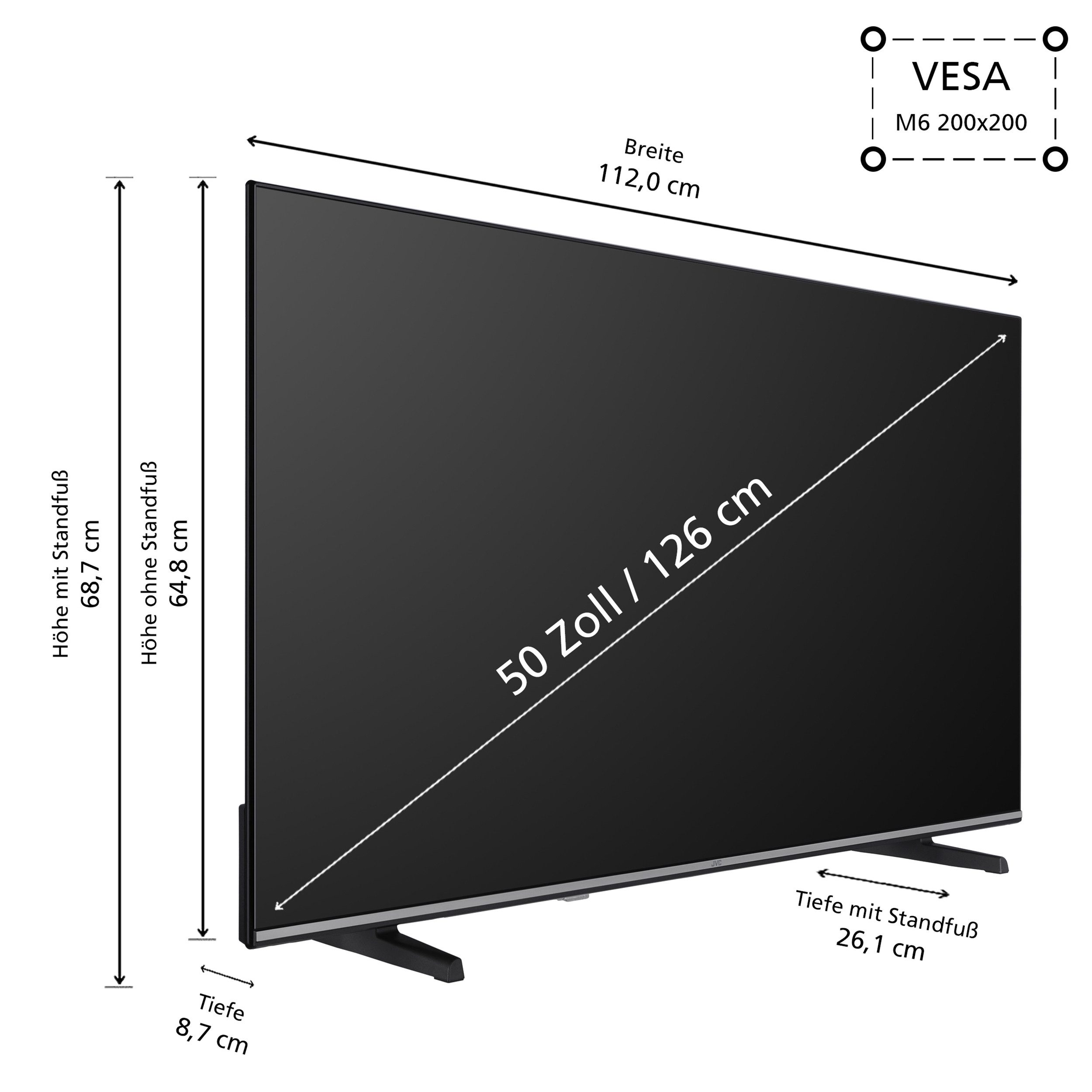 JVC LT-50VD3555 LCD-LED Fernseher (126 cm/50 Zoll, 4K Ultra HD, VIDAA Smart TV, VIDAA Smart TV, HDR, Triple-Tuner)