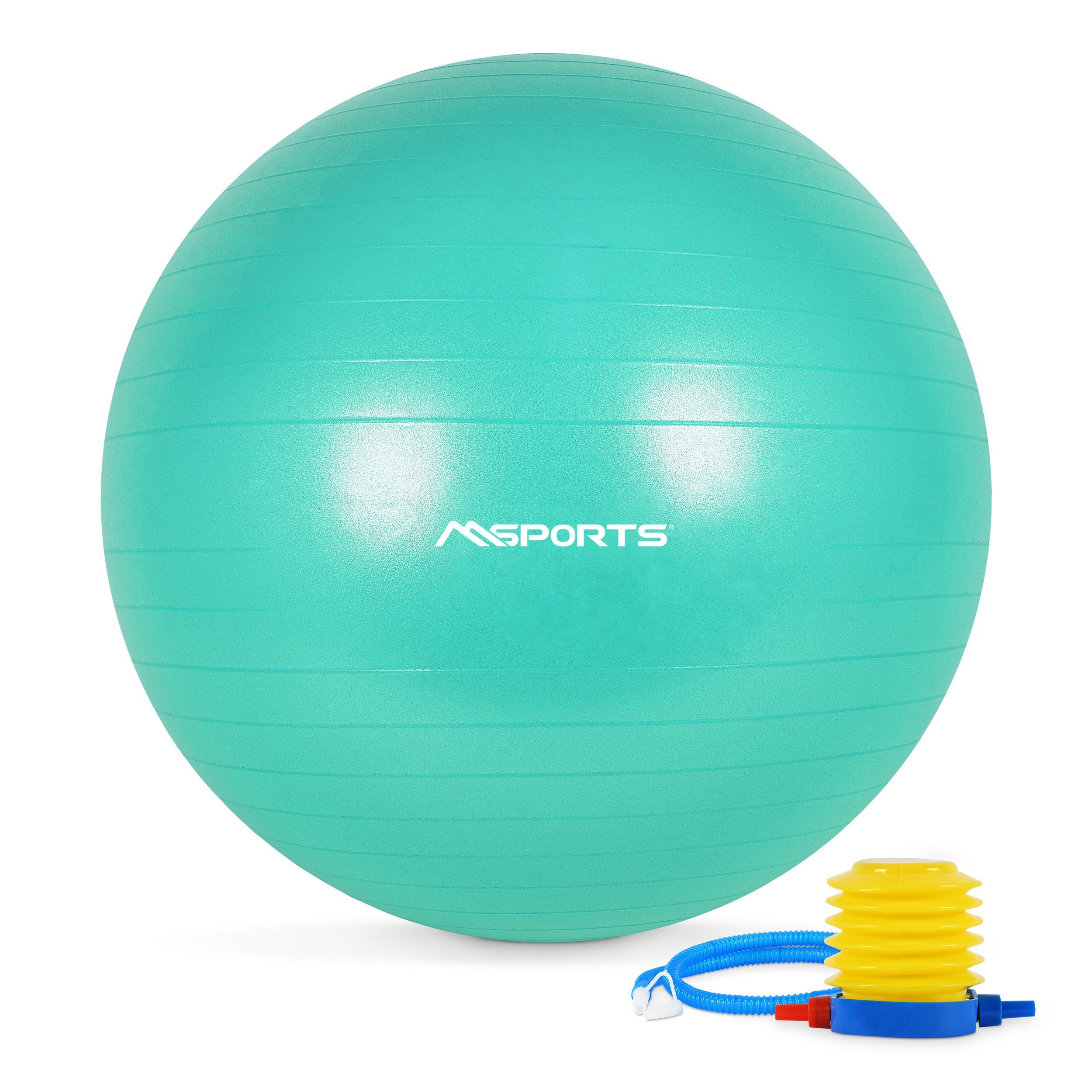 MSports® Gymnastikball Gymnastikball Anti Burst inkl. Pumpe + Workout App Mint