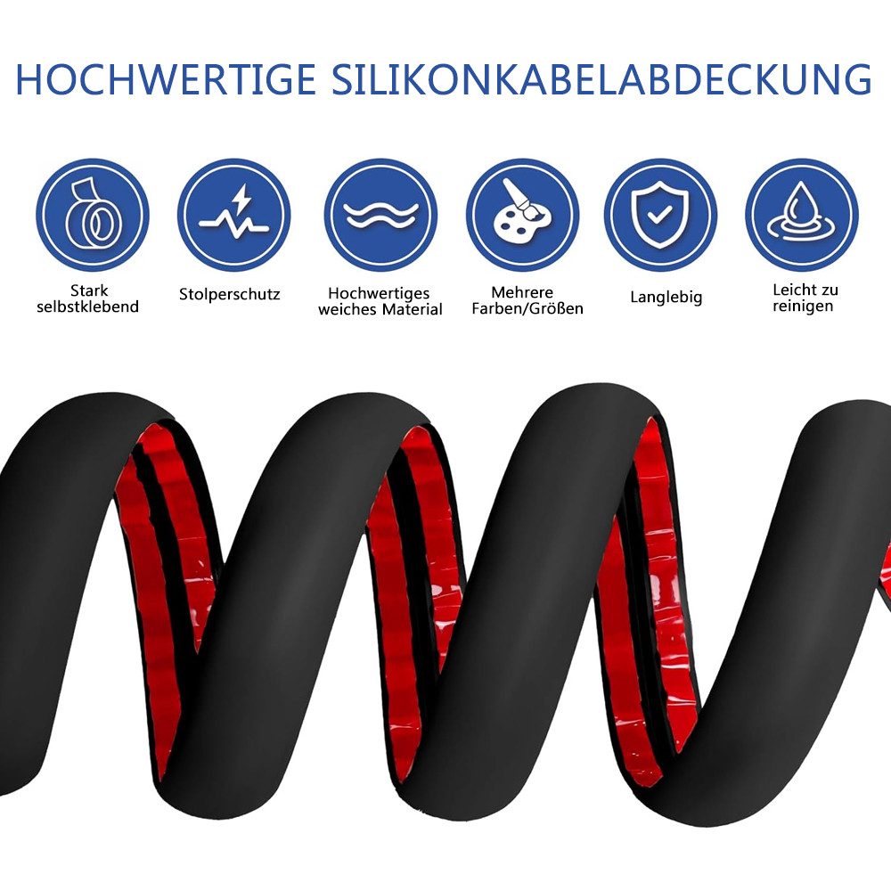 TUWENA Kabelkanal 3m Kabelkanal selbstklebend, Flexiblen Kabelschutz, Boden Kabelbrücke