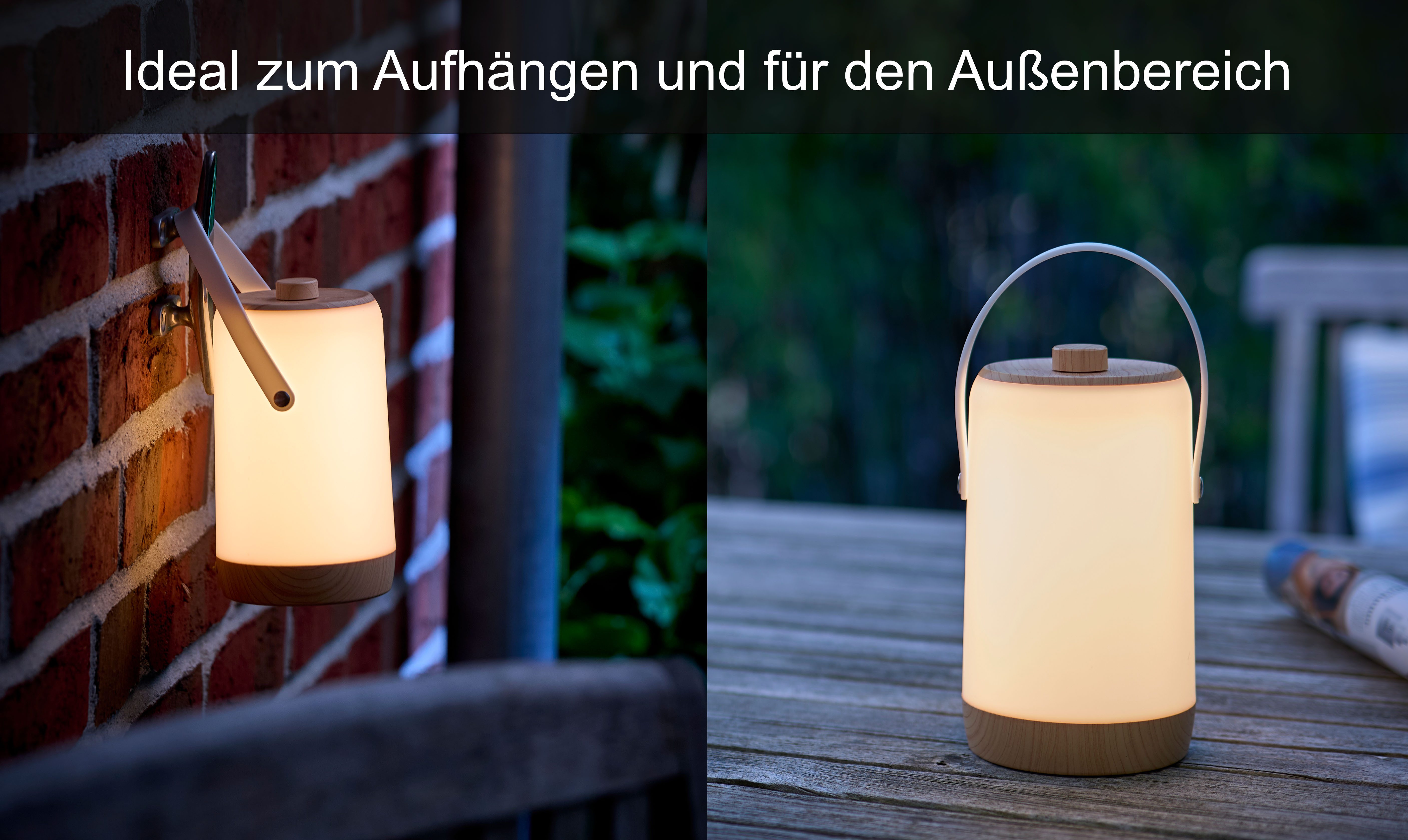 Northpoint LED Laterne Akku Innen Außen Dimmdrehknopf RGBW Soundsensor Lichteffekte – Bild 4 von 5