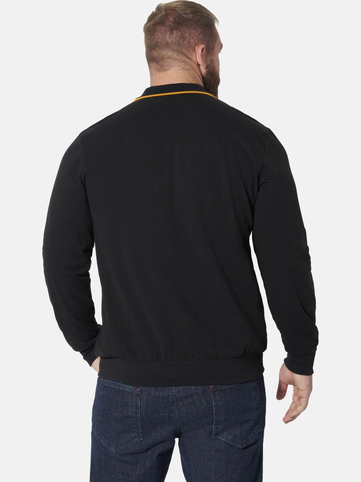Jan Vanderstorm Langarm-Poloshirt LOKI mit Flachstrickkragen