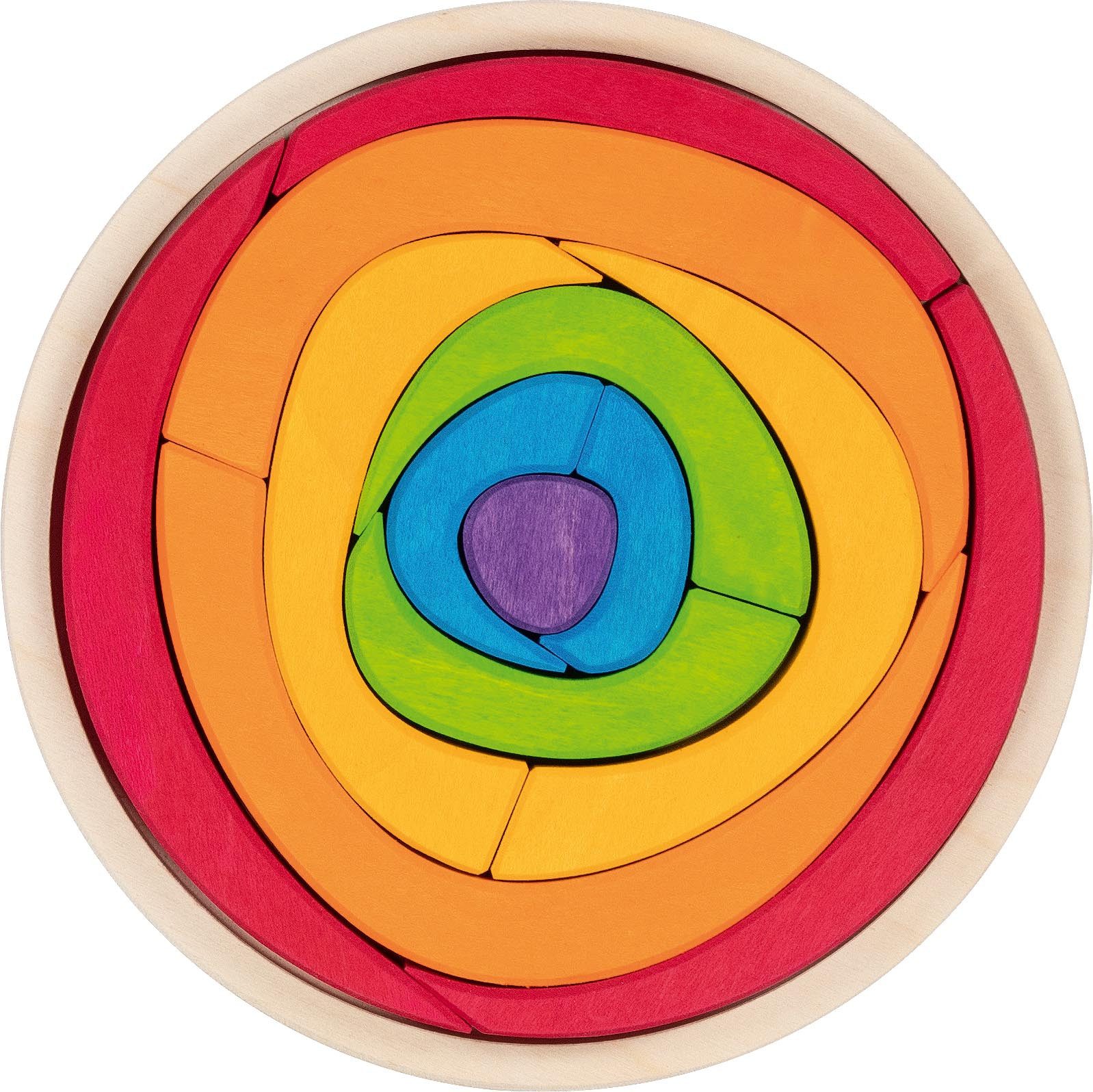 goki Rahmenpuzzle goki evolution 58329 – Designpuzzle Farbspirale aus Holz, 12 Puzzleteile