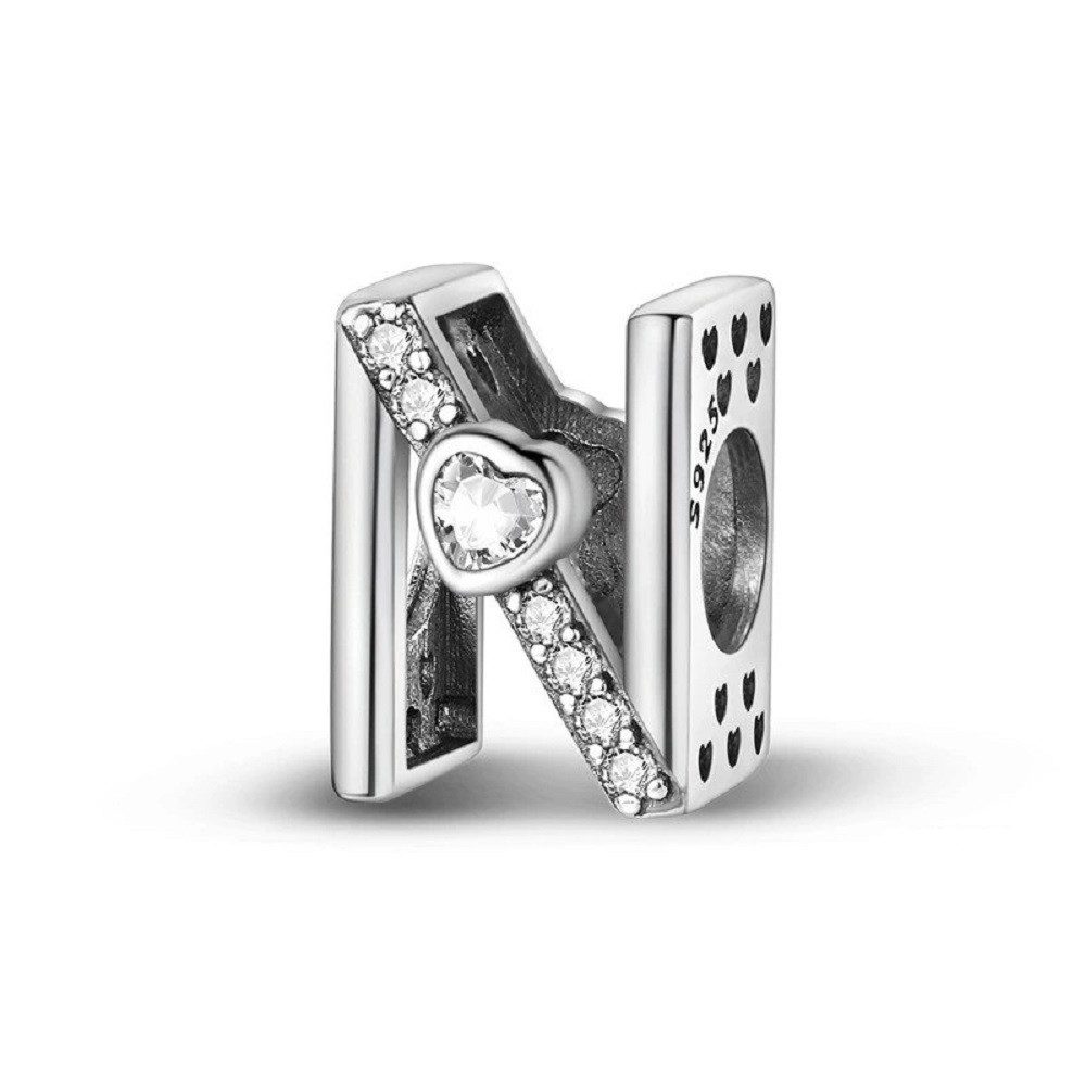 PANDACHARMS Charm Buchstabe Alphabet A-Z Block Buchstabe für Charm Armband, 925 Silber, Zirkonia – Bild 3 von 3