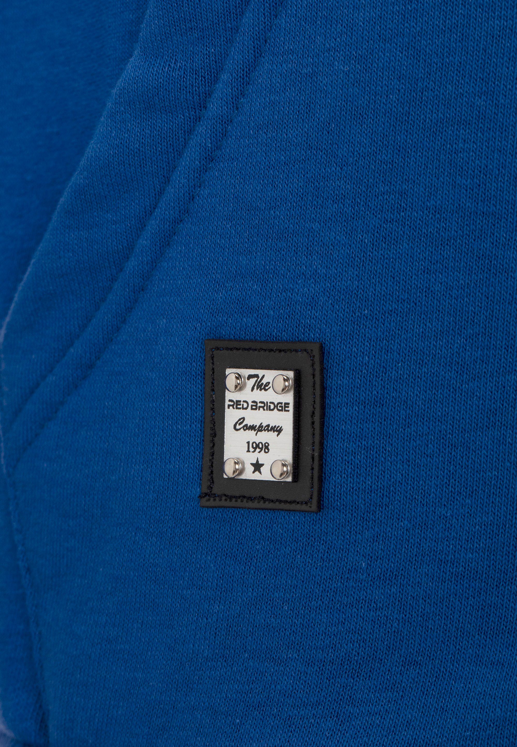 vielseitig, mit Sweater Kapuzensweatjacke Saxeblau RedBridge modisch Logopatch Premium