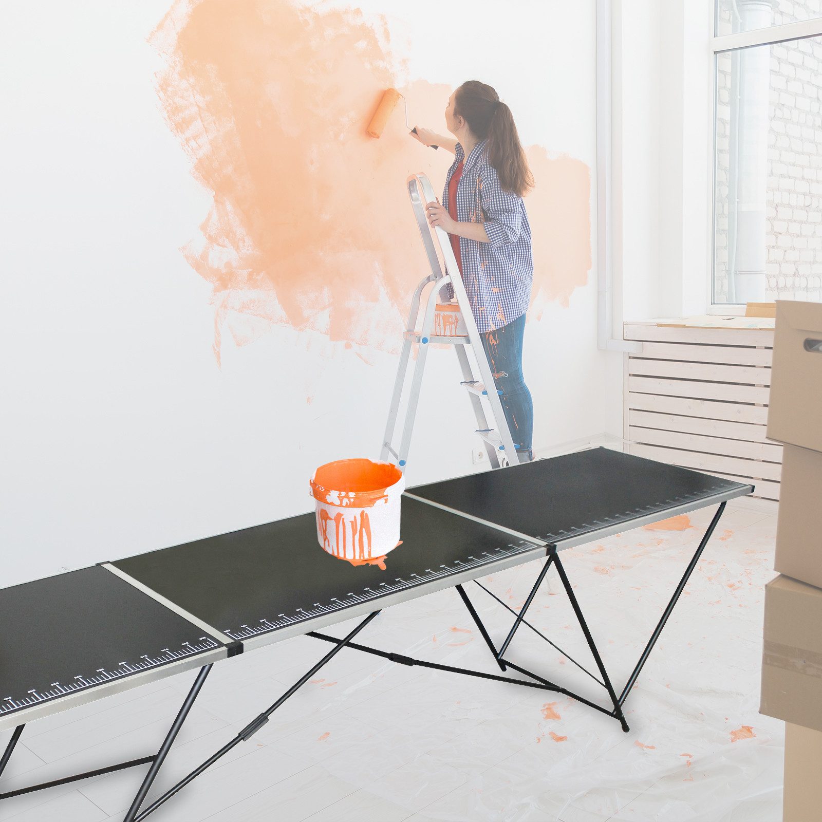 TRUTZHOLM Tapeziertisch Alu Arbeitstisch Klapptisch Multifunktionstisch Mehrzwecktisch (Stück, fertig montiert), Aluminium-Rahmen