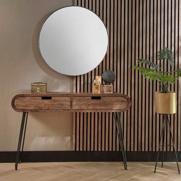 RINGO-Living Sideboard Massivholz Kommode Sanoe mit 2 Schubladen in Natur-dunkel und Schwarz-, Möbel