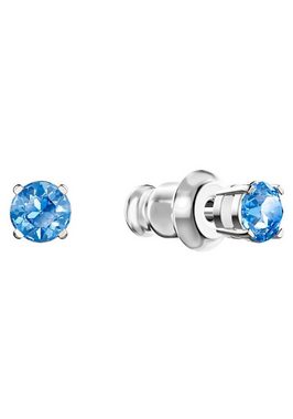 Swarovski Ohrring und Ketten Set Sparkling Dance Round, blau, rhodiniert, 5480485 (Set, 3-tlg), mit Swarovski® Kristallen