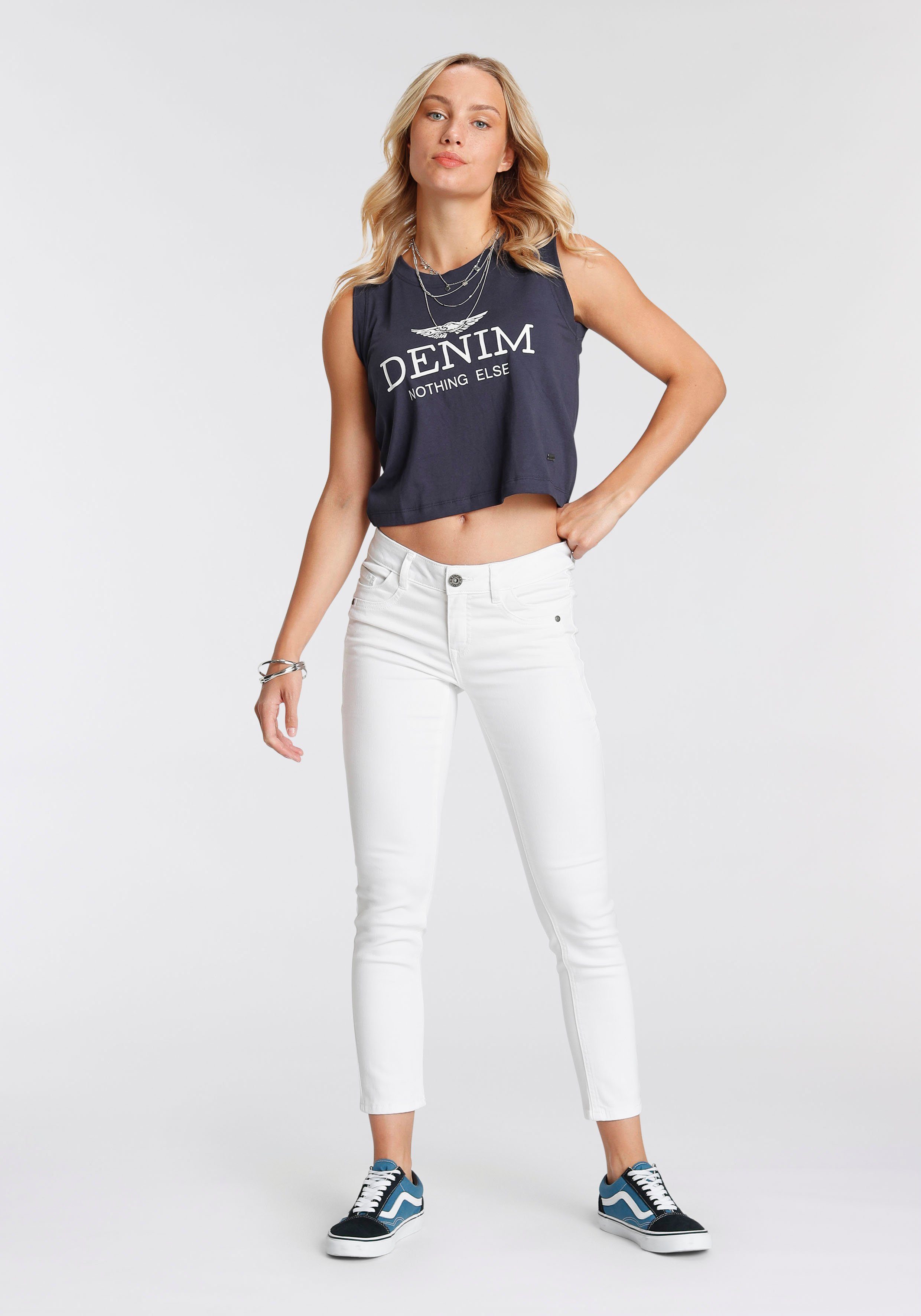 Arizona 7/8-Jeans mit Keileinsätzen extra-enger Schnitt, Used-Look-Waschung, niedrige Leibhöhe