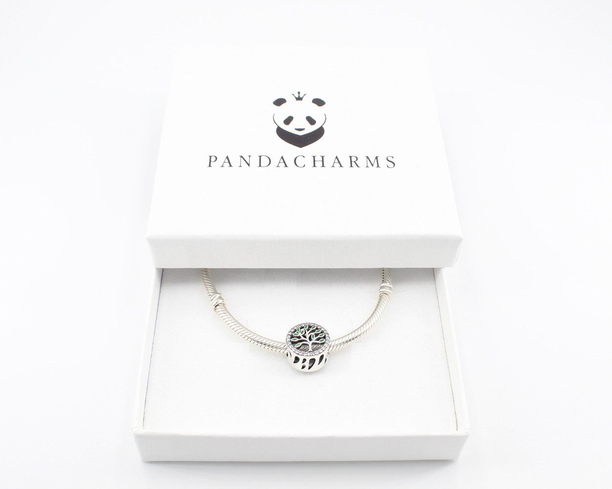 PANDACHARMS Bead Lebensbaum im Strahlenkranz Charm für Charm Armband, 925er Silber