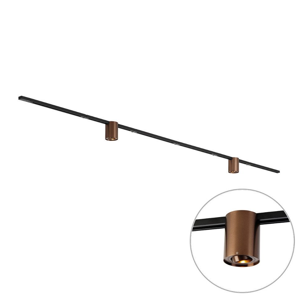 Qazqa Schienensystem-Sets Iconic rondoo up, ohne Leuchtmittel, Kaltweiß, QAZQA Schienen­leuchte, gu10, Schwarz, Aluminium, Modern
