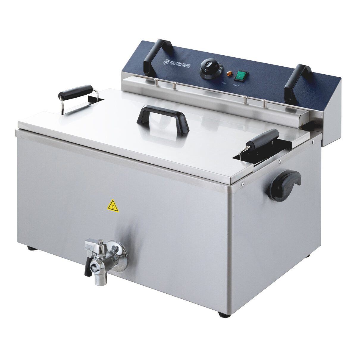 GastroHero Fritteuse Elektro Fritteuse 20,4 Liter 5 kW Edelstahl mit Ablasshahn, 5000 W