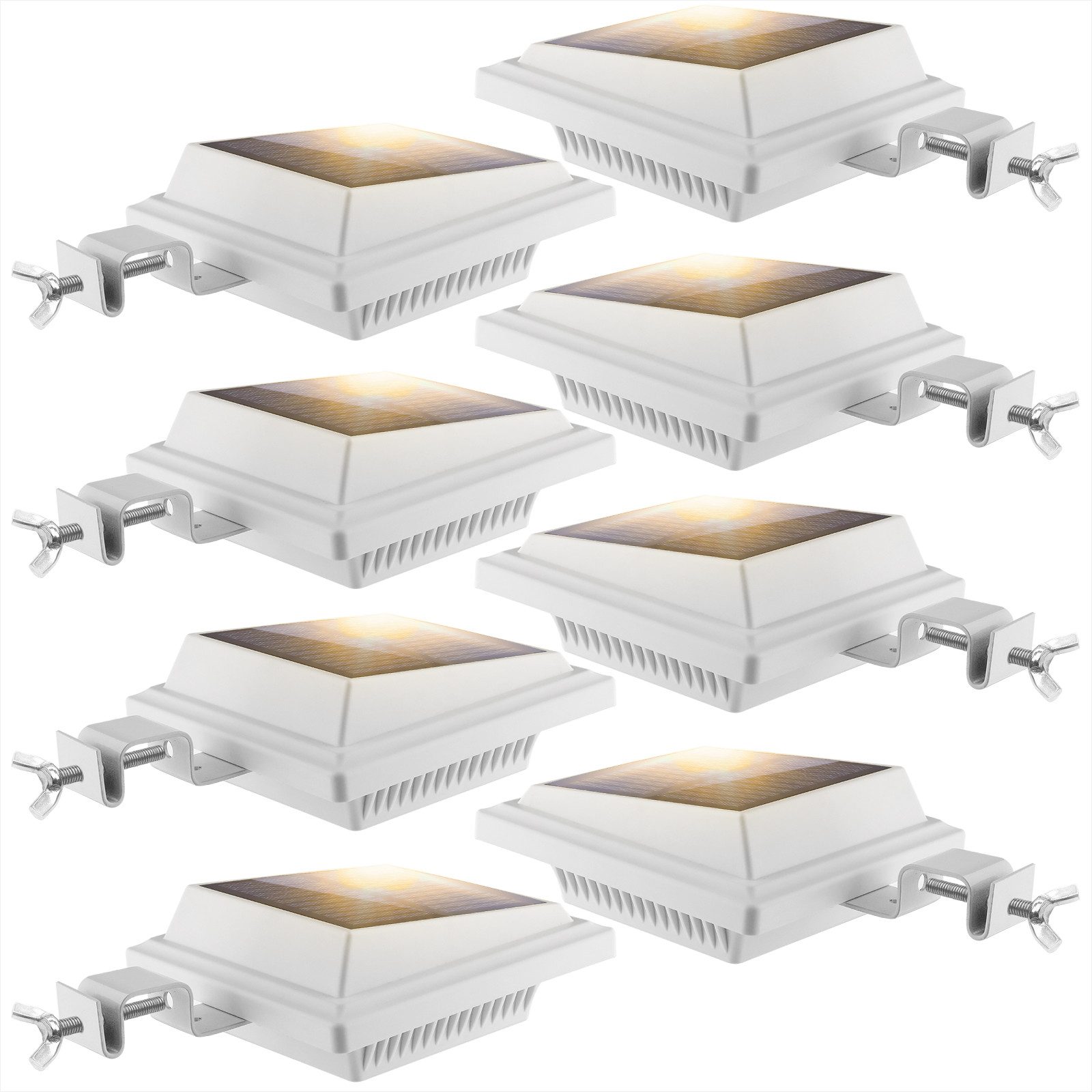 KingLux Dachrinnenleuchte 8Stück 40LEDs Solarlampen Für Dekor Zaun Wand, Lichtsensor, LED fest integriert, Warmweiss