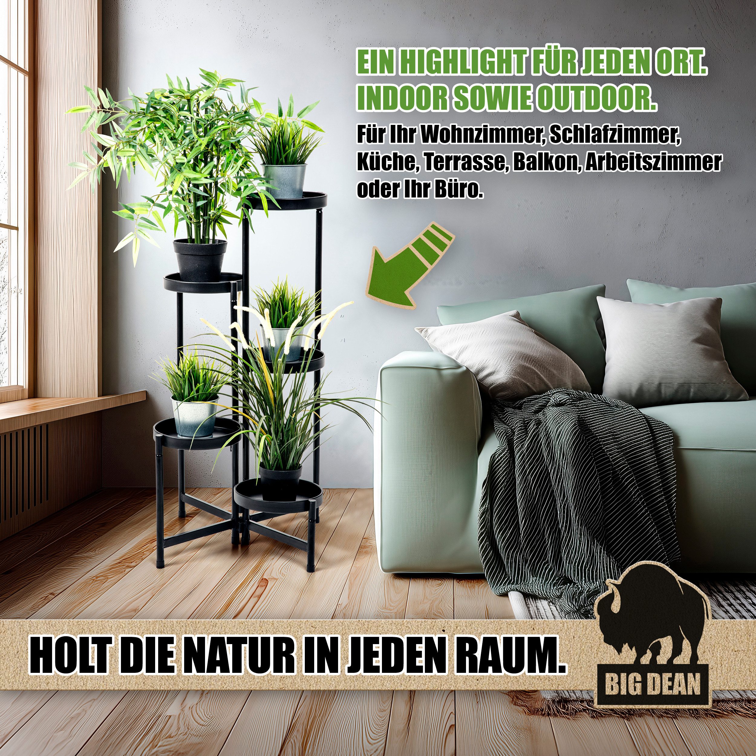 BigDean Blumenständer 5 Etagen klappbarer Pflanzenständer robuster Pflanzenständer Metal (Eine Blumentreppe, 5 St., Etagen), Pulverbeschichtet für Langlebigkeit – Bild 5 von 5