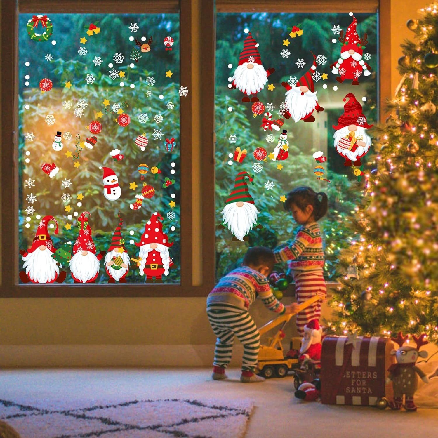 Coonoor Fensterdekoration Fensterbilder Weihnachten 9 Weihnachts Selbstklebend, Blätter
