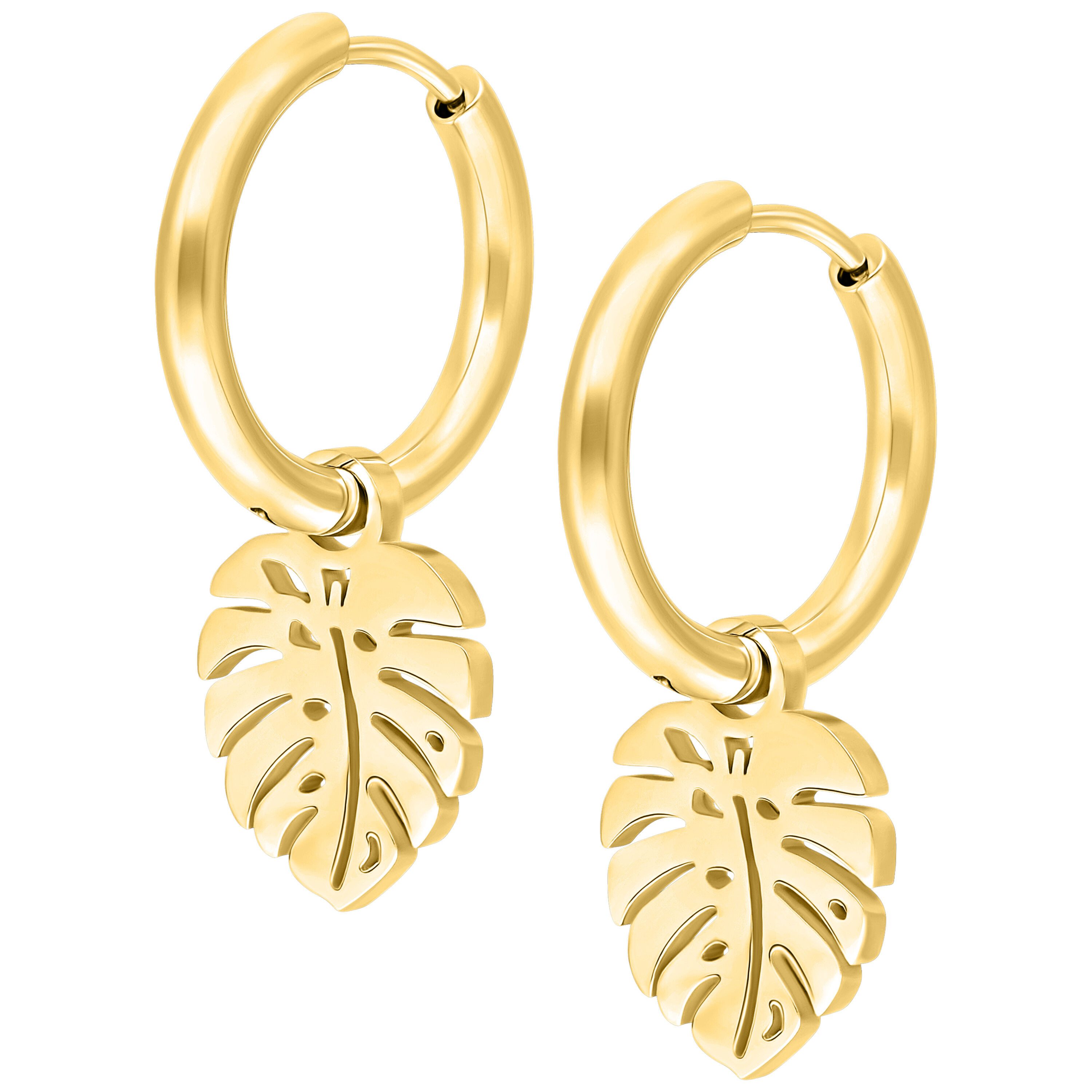 Paar Ohrhänger Little Monstera Leaf Hoops