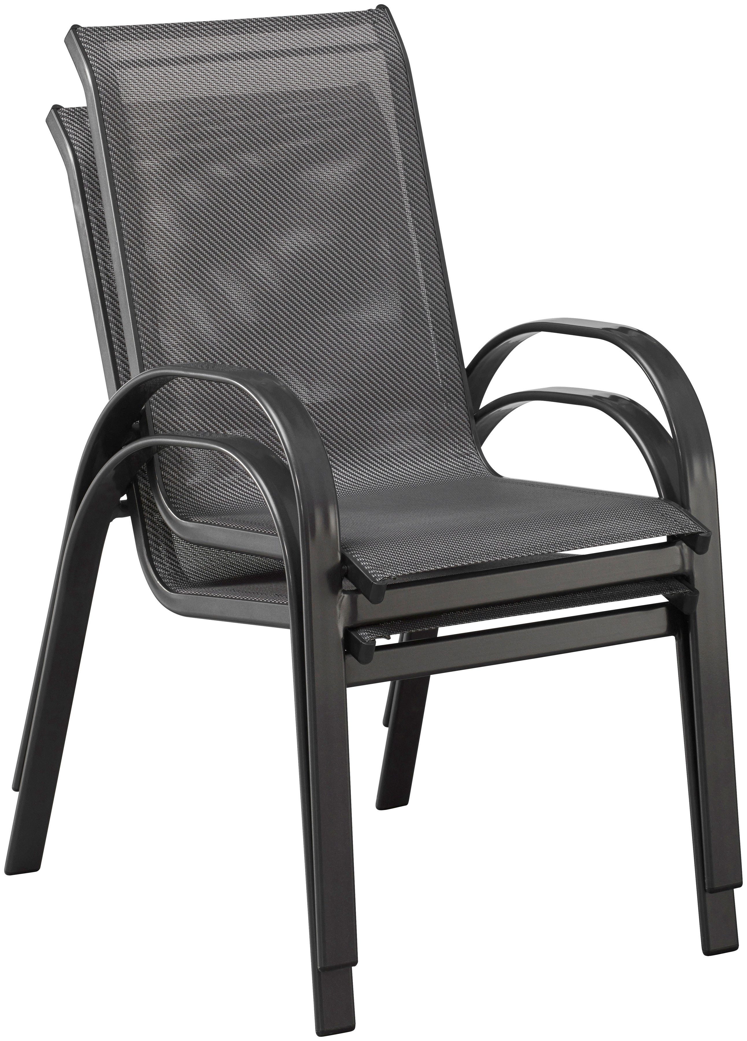 MERXX Gartenstuhl Amalfi (Set, 2 St), 2er Set, Alu/Textil, stapelbar, anthrazit