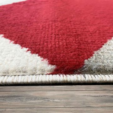 Teppich Teppich Wohnzimmer Schlafzimmer Flur Teppich Geometrisches Muster Rot, Vimoda, Rechteckig