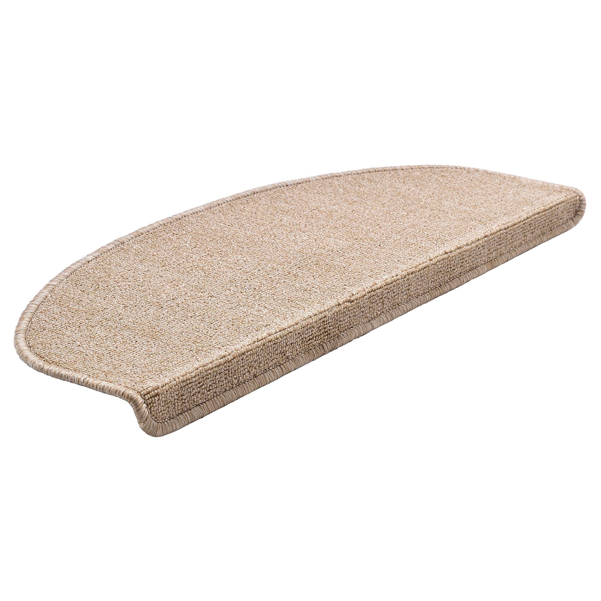 en.casa Stufenmatte, halbrund, 15er Set Treppenmatten halbrund 65x24cm selbstklebend Beige