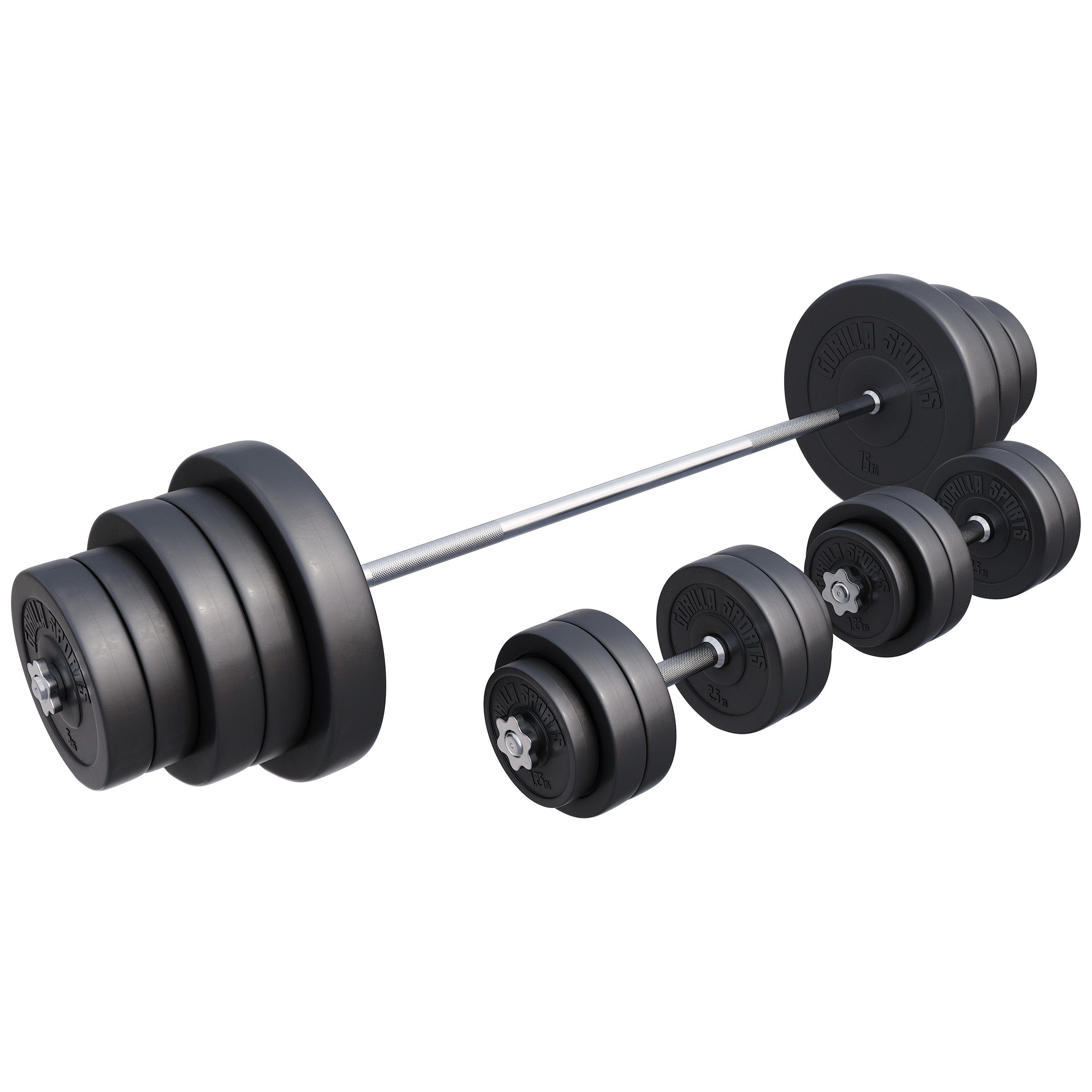GORILLA SPORTS Langhantel Langhantelset Kunststoff 60 kg - 130 kg