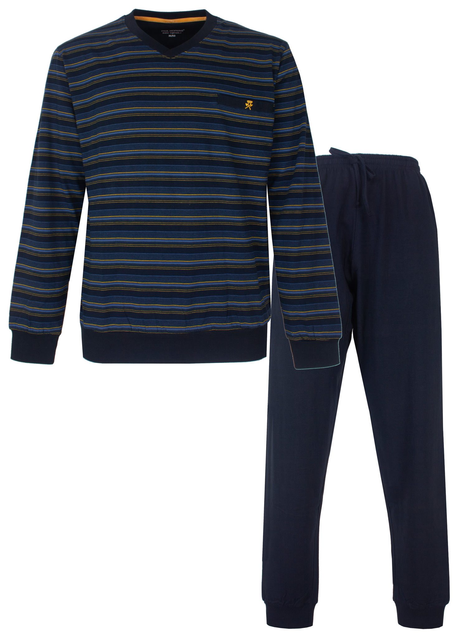 Paul Hopkins Schlafanzug Herren Pyjama mit Bündchen (2 tlg) Baumwolle