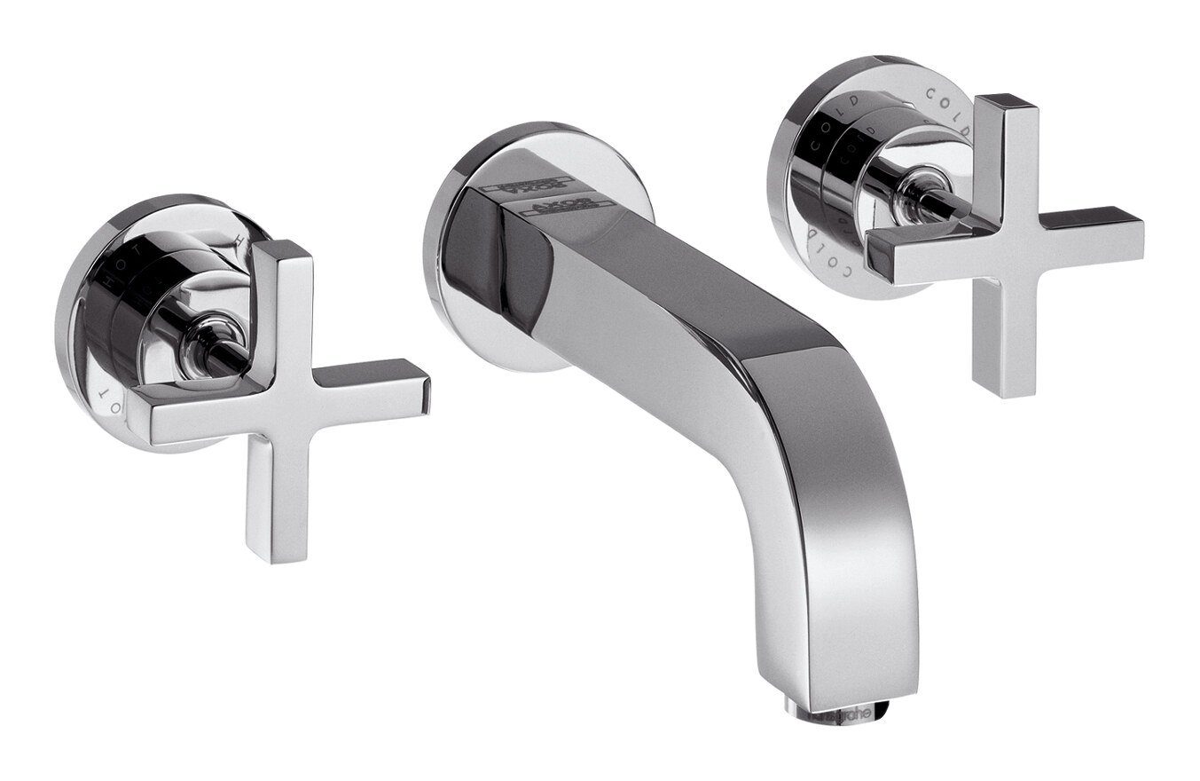 hansgrohe Unterputzarmatur Axor Citterio 3-Loch Waschtischarmatur Kreuzgriff Unterputz Ausladung 222 mm - Chrom