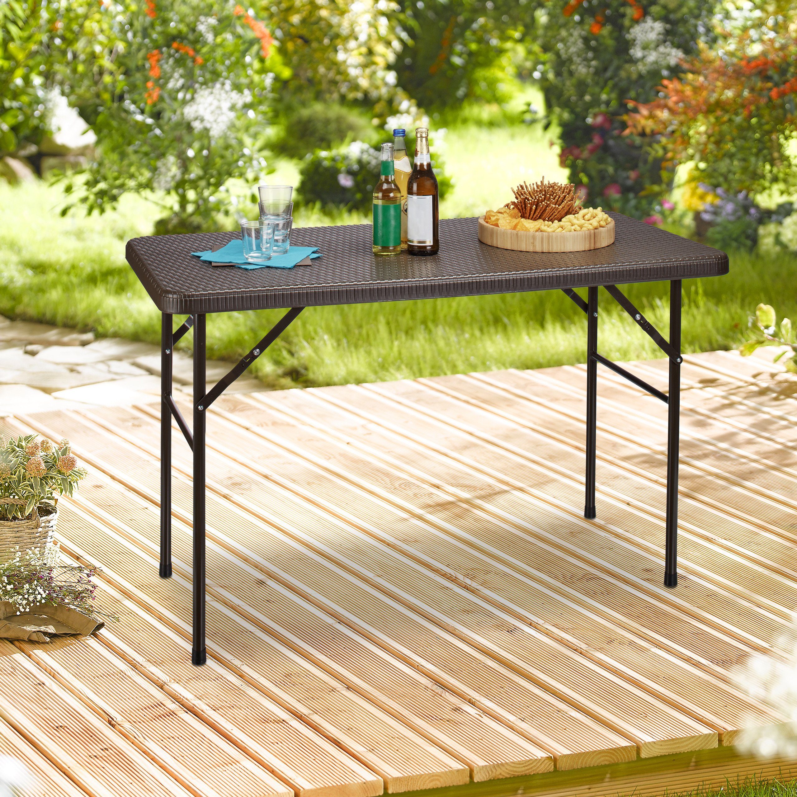 relaxdays Klapptisch Gartentisch klappbar BASTIAN, Braun günstig online kaufen