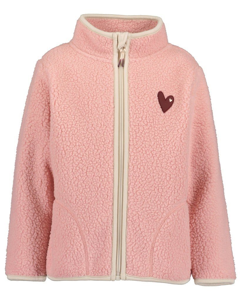 Blue Seven Fleecejacke Mädchen Sherpafleece-Jacke mit Reißverschluss und  Badge in Herzform, rosa Sherpafleecejacke mit Reißverschluß, Stehkragen,  Kinnschutz, Taschen