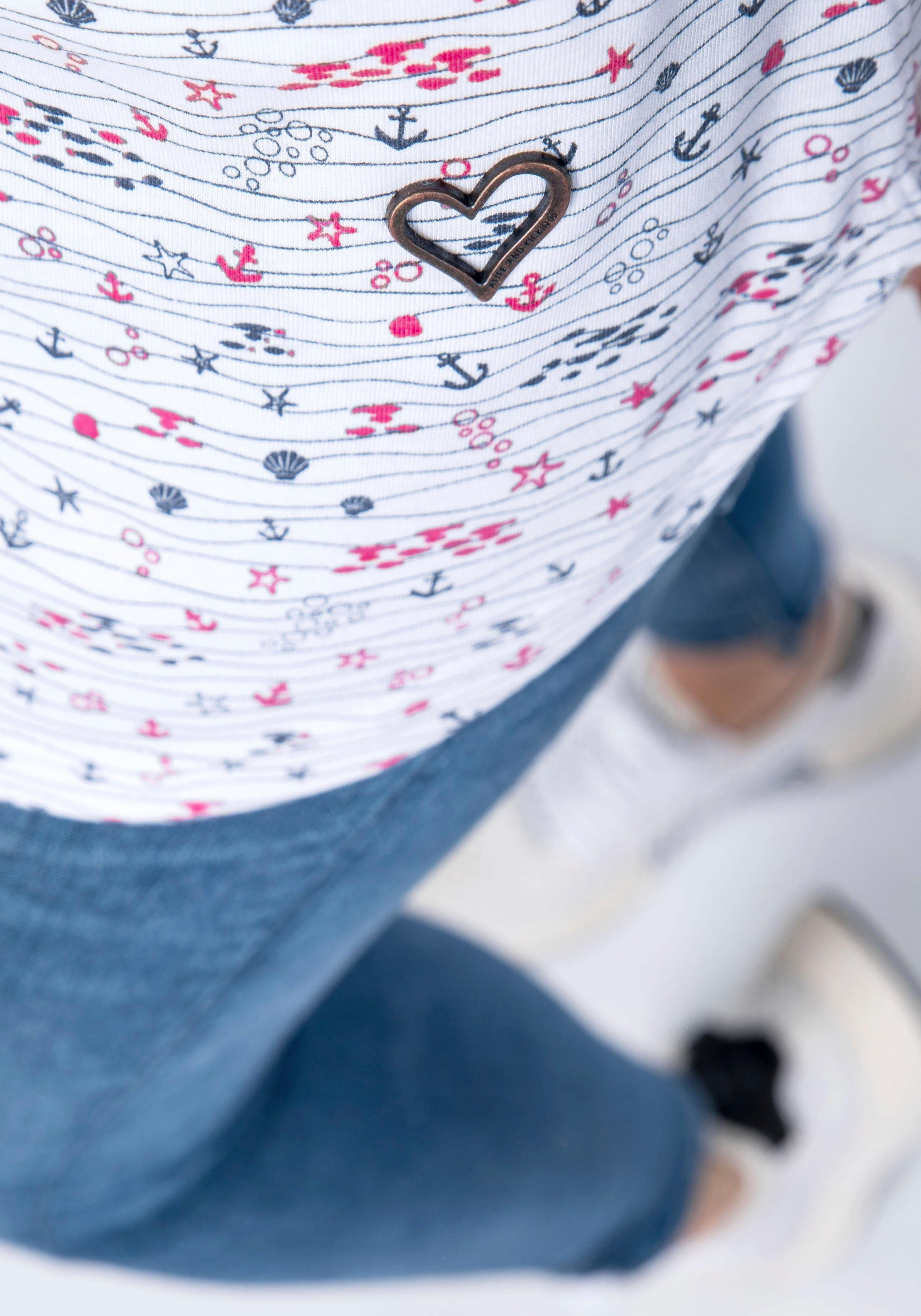 trendy T-Shirt Streifen-oder mit weiß Alife Longshirt & print Musterprints Kickin