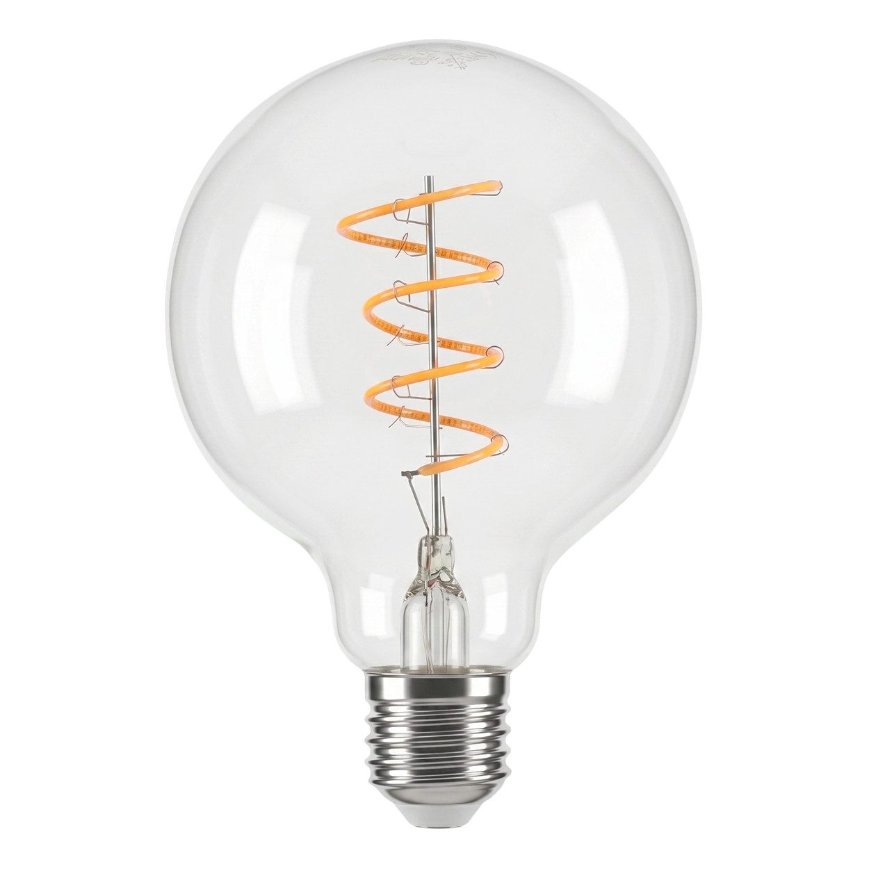 hofstein LED-Leuchtmittel 3er Set Glühbirne Warmweiß dimmbar 6 Watt, E27, 2700 Kelvin, 350 Lumen, Globe Vintage, Filament Spirale, Klar