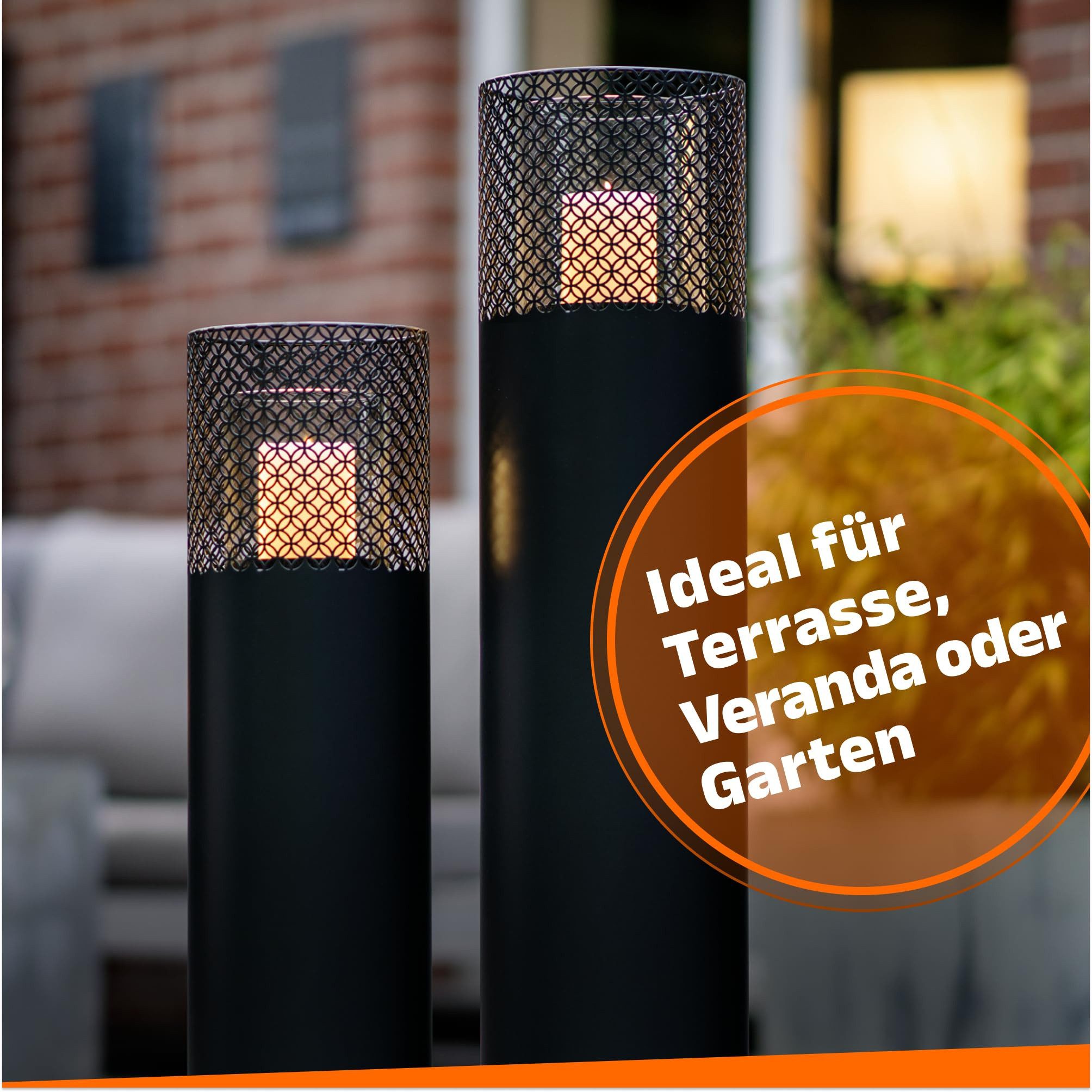 Bentson Windlicht Windlichtsäule (2er Set, 75 cm &  95 cm, 2 St., Outdoor G günstig online kaufen
