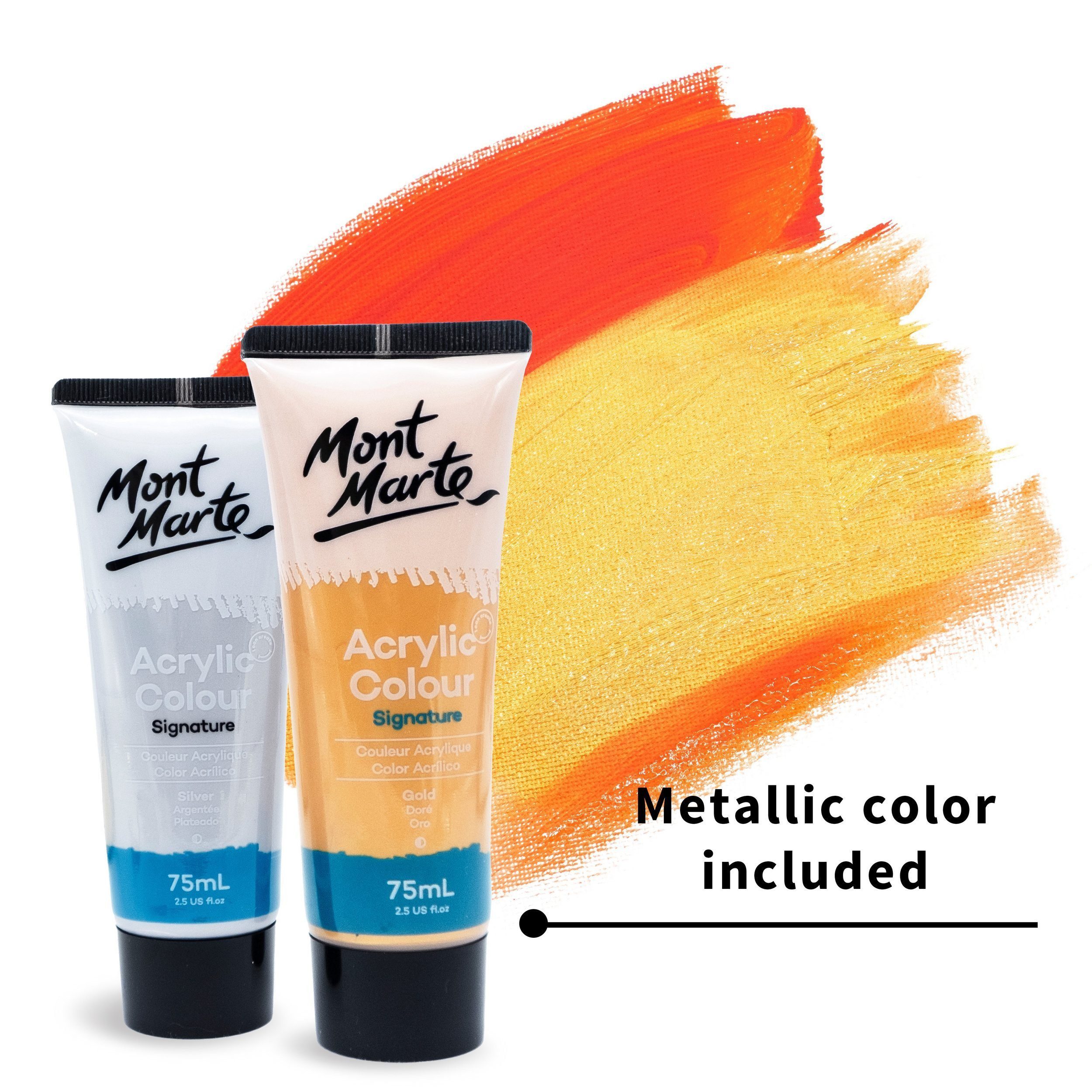 Mont Marte Acrylfarbe Set - wählbar aus 12 oder 24 Farben x in je 75 ml Tuben, wasserbasiert, ideal für Leinwand, Holz, Stein & kreative Projekte