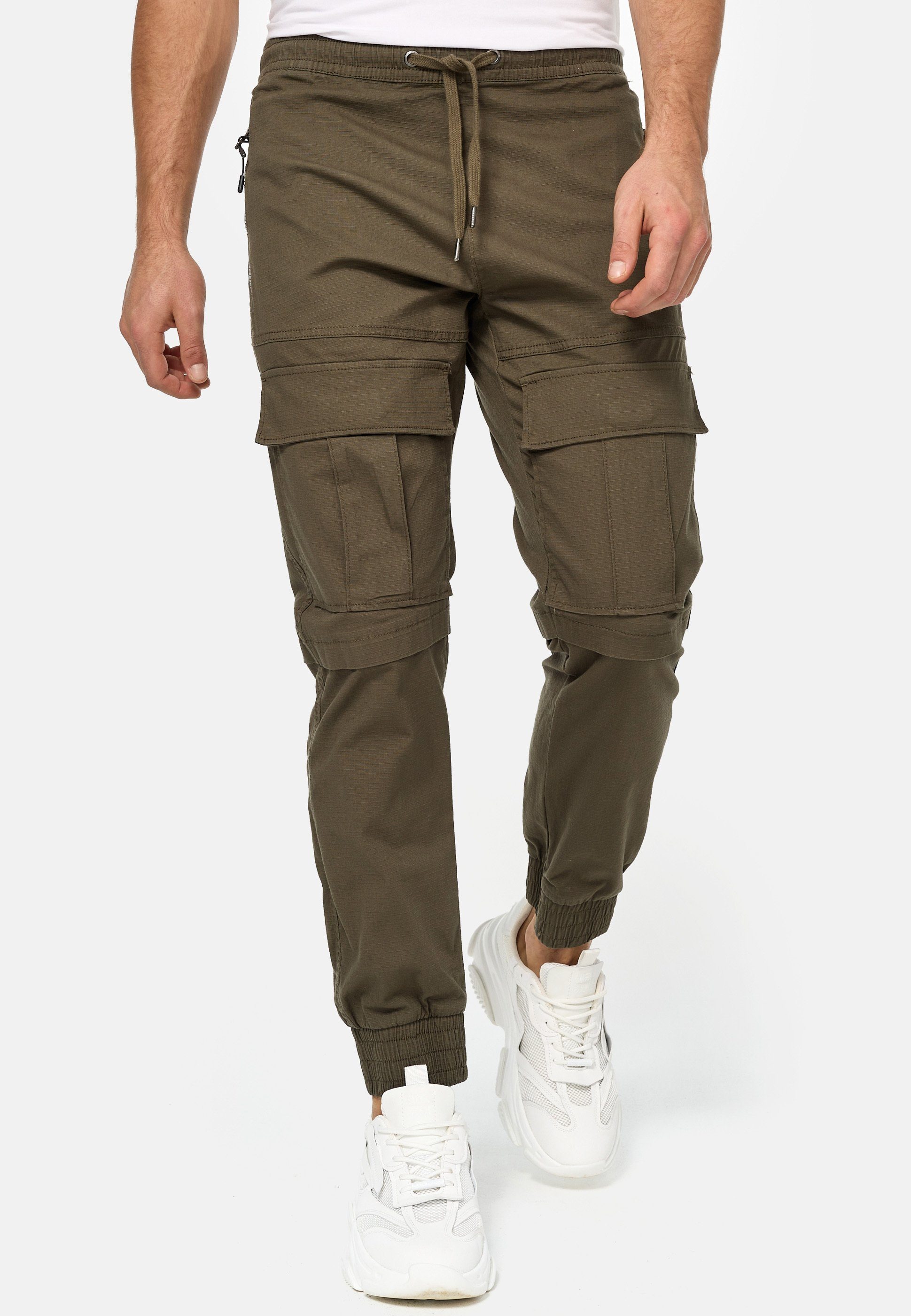 Indicode Cargohose Dennis Army | Stretchhosen