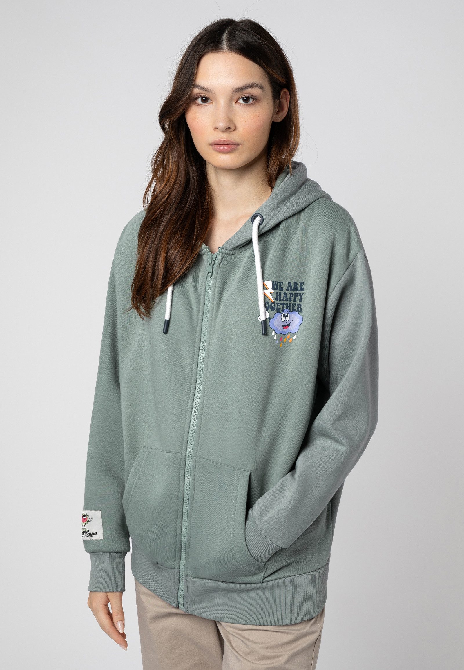 Eight2Nine Kapuzensweatjacke Sweatjacke mit Backprint Hoodie, günstig online kaufen