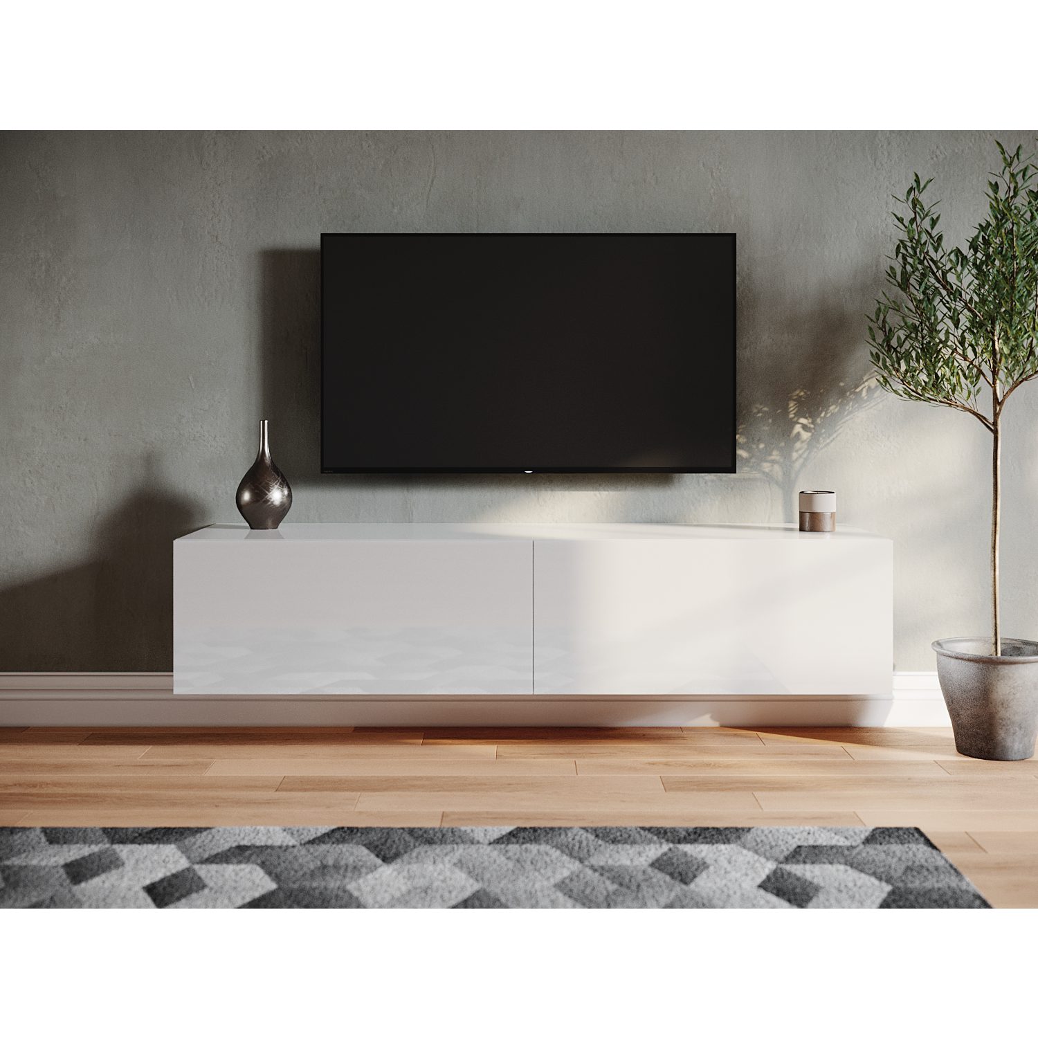 SONNI Lowboard »Breite 140cm, TV Board, Hängend, Hochglanz, Grau, Weiß,  140x40x30cm« online kaufen | OTTO