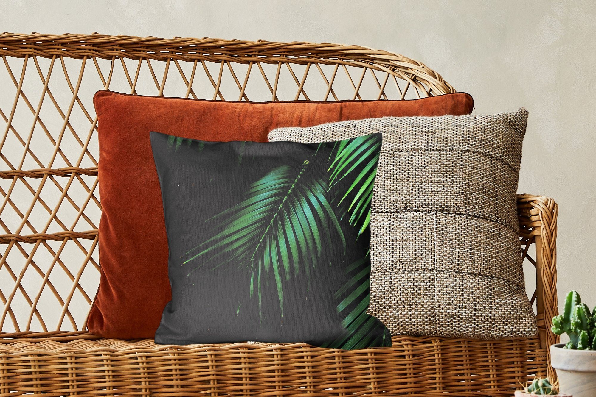 MuchoWow Dekokissen Palmenblätter - Palmen Füllung Schlafzimmer, mit Wohzimmer, für Tropisch, - Deko, Sofakissen Zierkissen