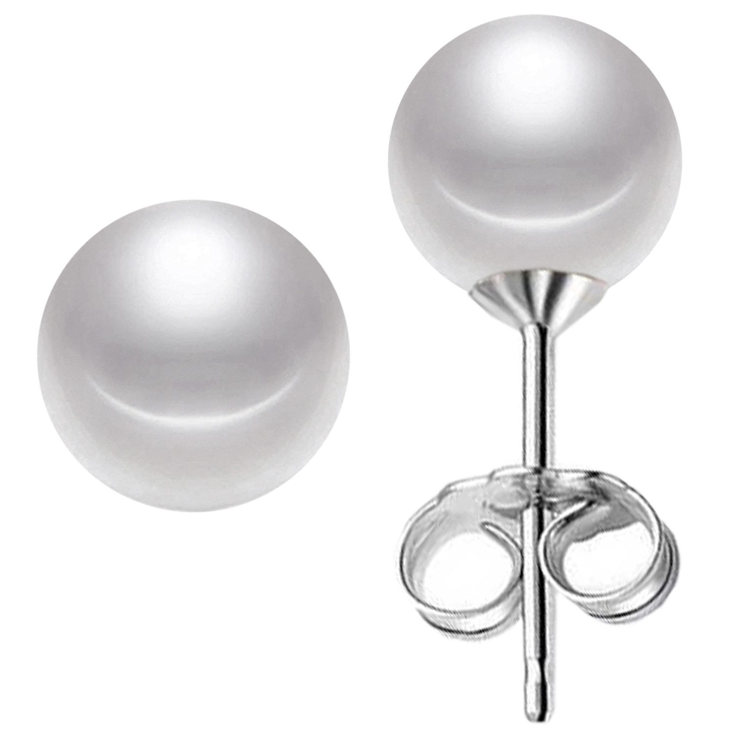 LÖB Paar Ohrstecker 925 Silber Ohrringe Perlen Ohrstecker Perlenohrringe Rund 6mm weiß (Geschenke für Frauen Beste Freundin Mutter Mama Damen zum Geburtstag Weihnachten Weihnachtsgeschenke, Inkl. Schmuckbox), Damen Perlenohrstecker Klein Tropfen Einfach Brautschmuck Braut