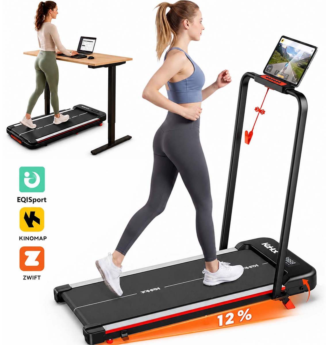 WILGOON Laufband Laufband für Zuhause mit Steigung und gelenkschonendem Laufkomfort (Walking und Laufen von 1–12 km/h für Homeoffice und Alltag, Ideal für Kalorienverbrauch, tägliche Bewegung und Cardio), Klappbar, platzsparend und App-kompatibel für flexibles Training
