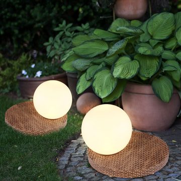 Globo Gartenleuchte, LED-Leuchtmittel fest verbaut, Warmweiß, Solar Terrassendeko Outdoor Tisch Solar Windlicht für Außen