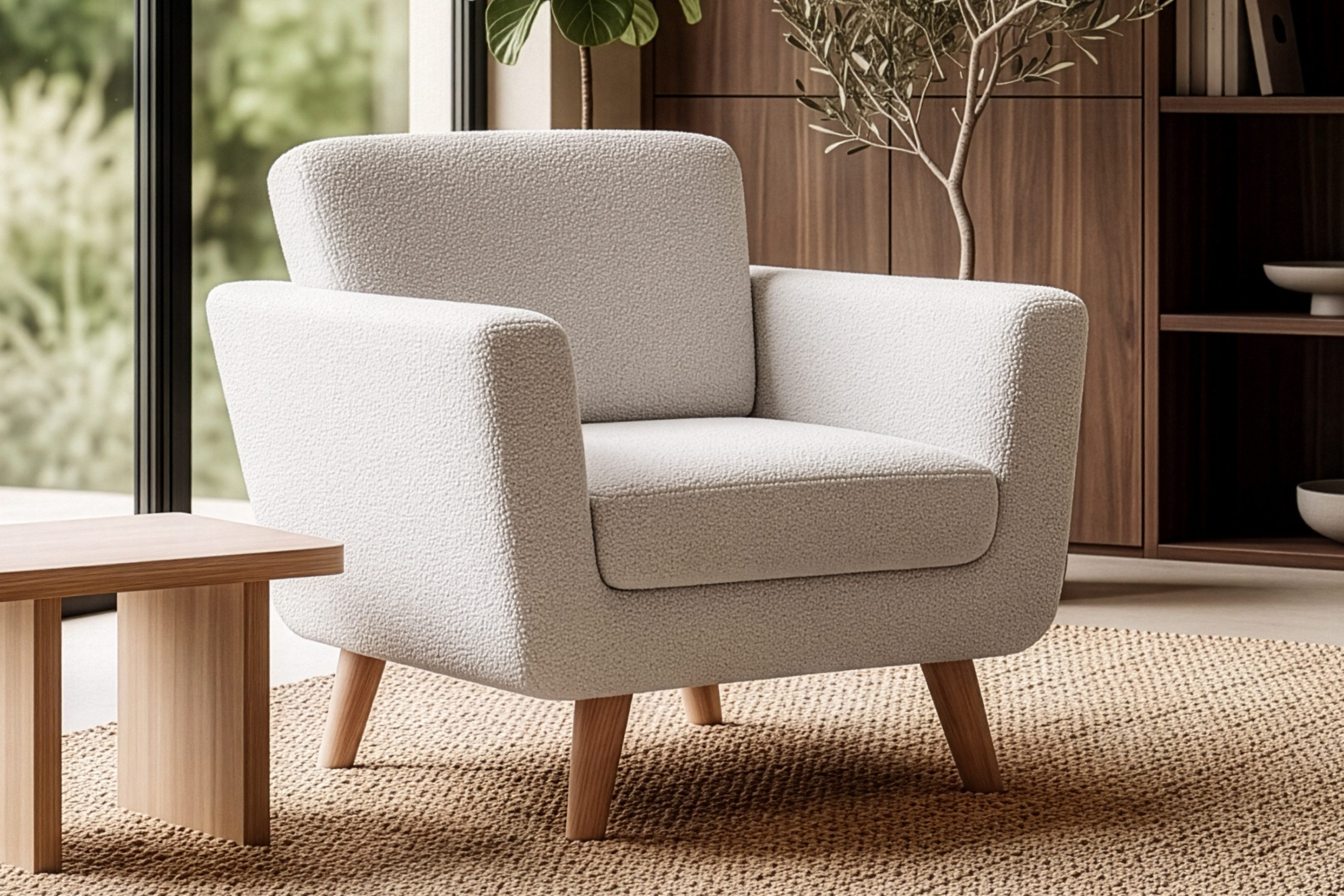 KONSIMO® Sessel TAGIO hergestellt in der EU, 5 Jahre Garantie (Sessel), Scandi-Stil, Made in Europe, Gestell aus Massivholz, mit Armlehnen