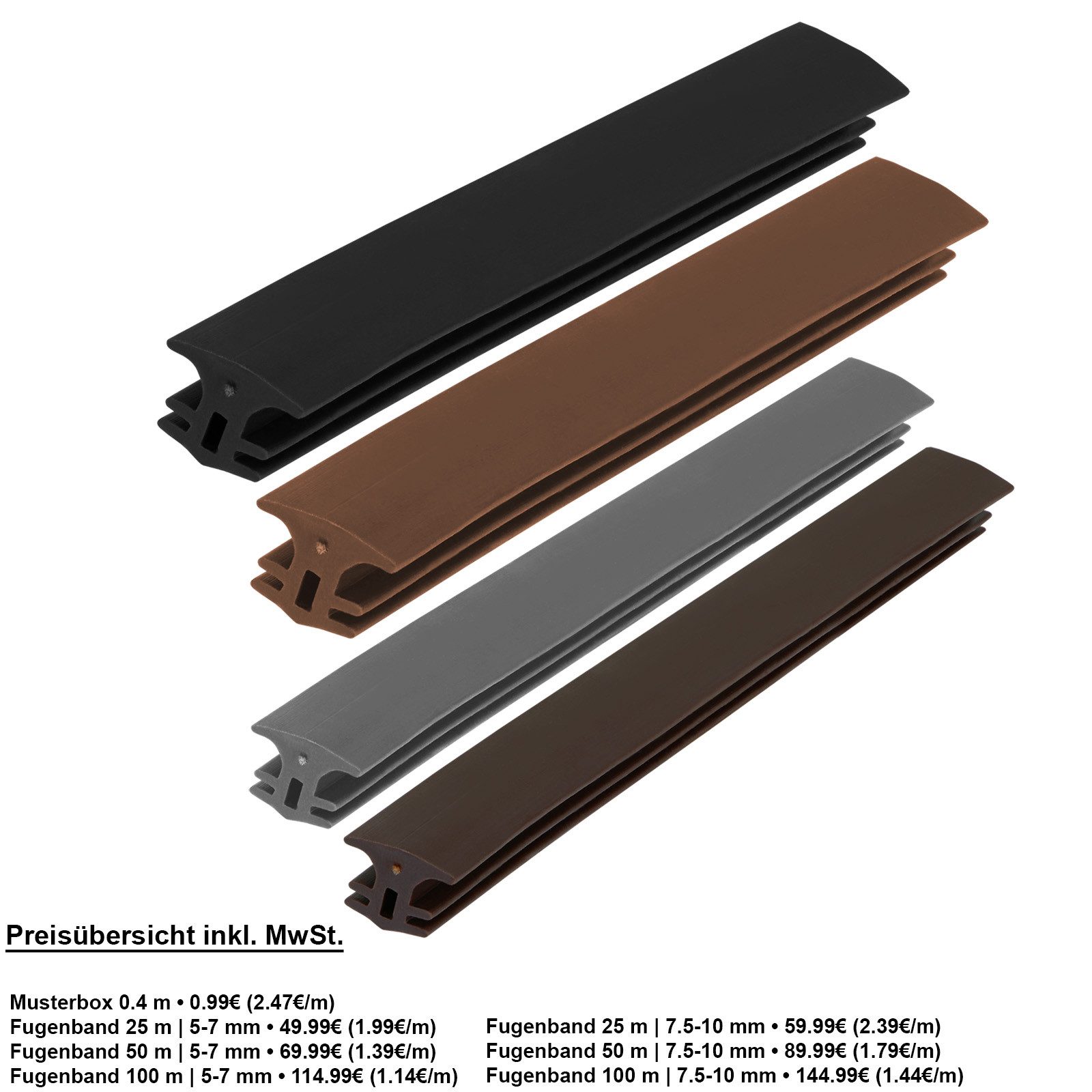 Montafox Terrassendielen Fugendichtband 5 - 10 mm für WPC Holz Stein