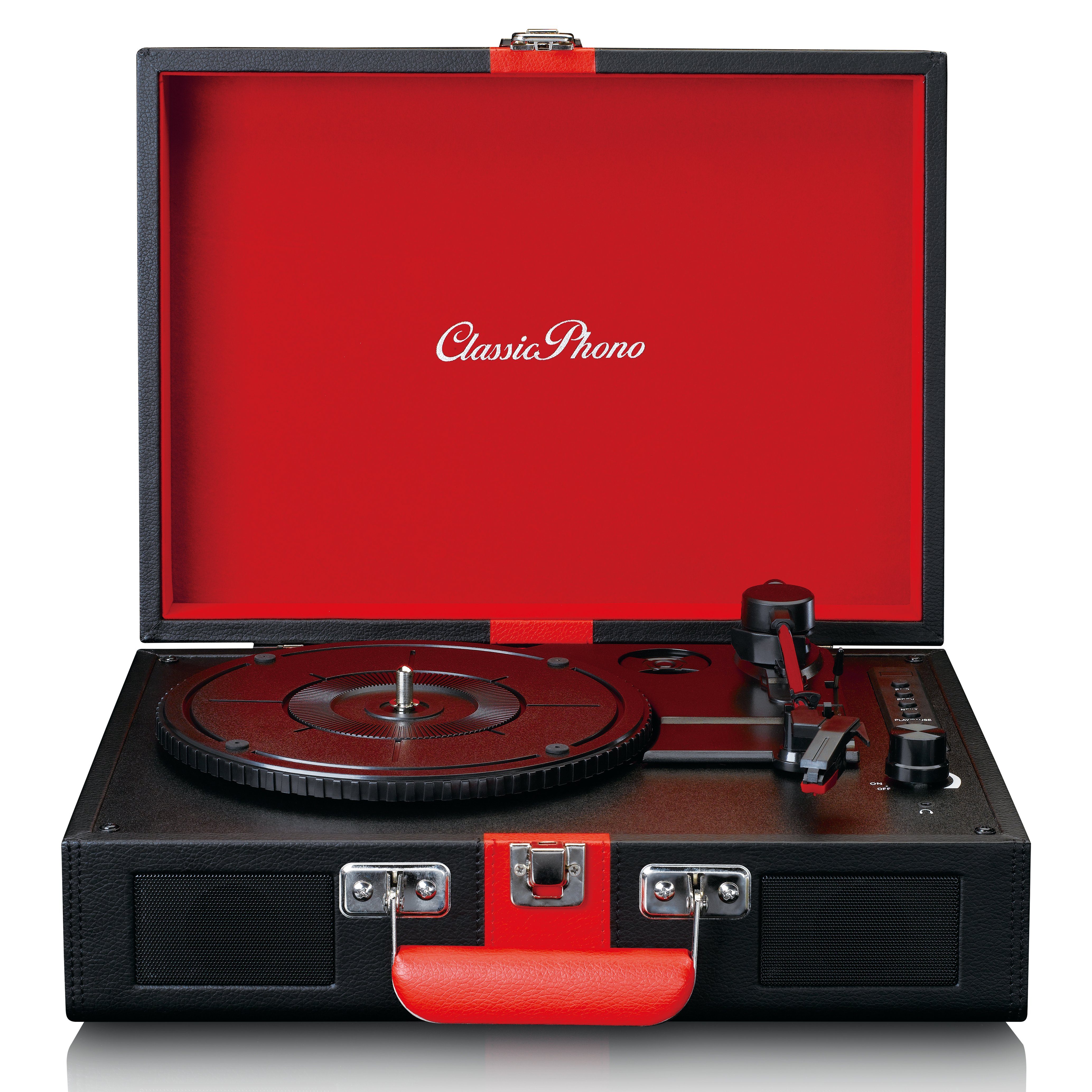 Lenco TT-110BKRD Plattenspieler (Riemenantrieb, Bluetooth, Retro-Design, Bluetooth, AUX-Streaming und Vinyl zu MP3-Formatierung)