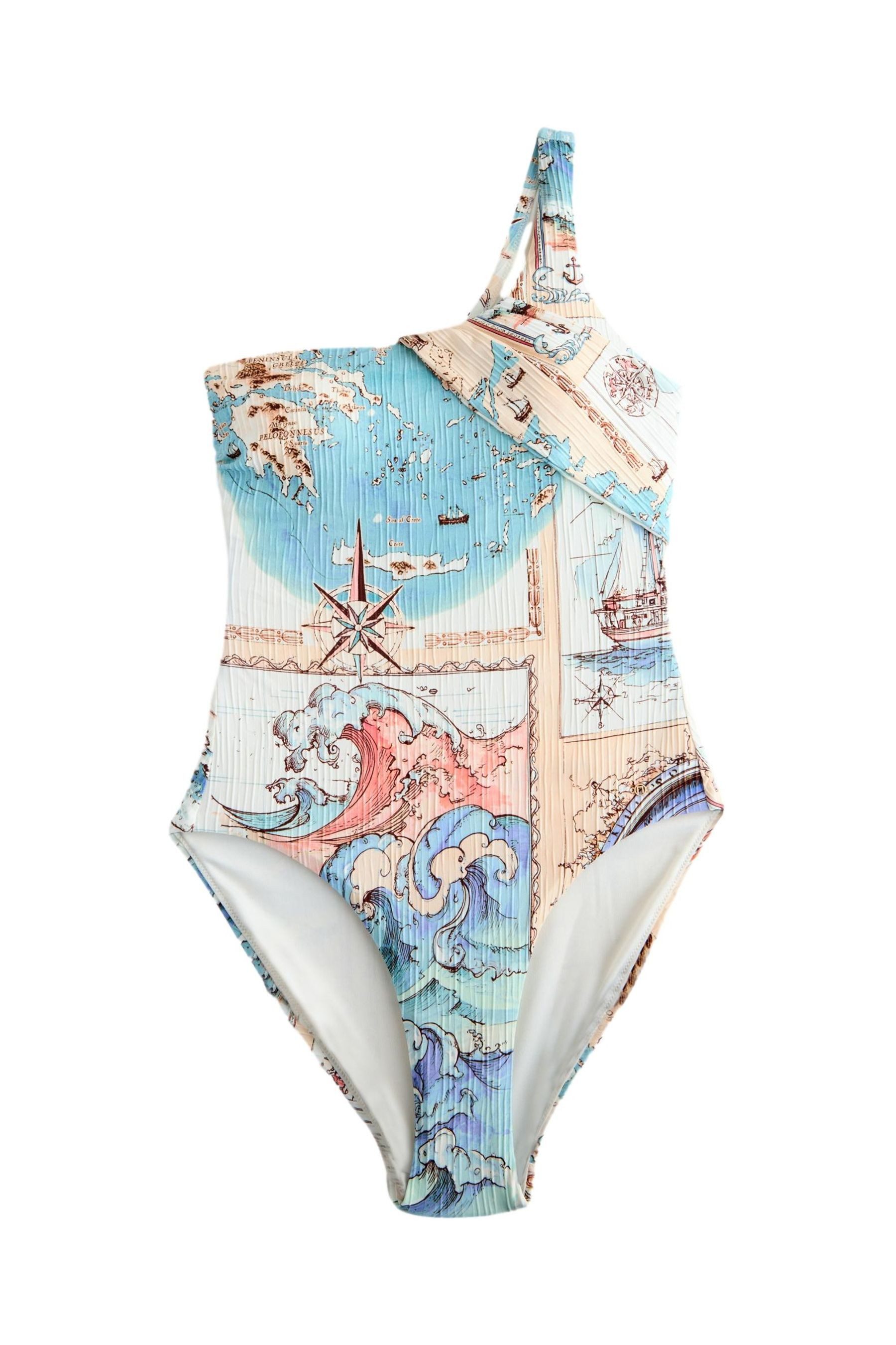 Next Badeanzug Gerippter bauchformender One-Shoulder-Badeanzug (1-St)