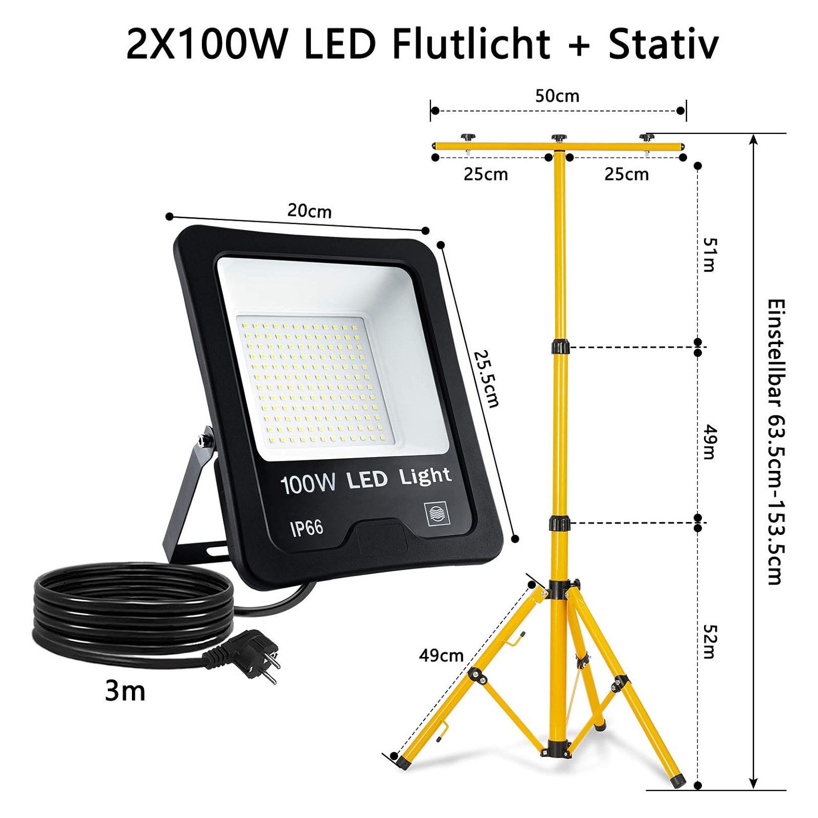 FIVMEN LED Flutlichtstrahler LED Baustrahler 2x100W LED Fluter Strahler mit günstig online kaufen