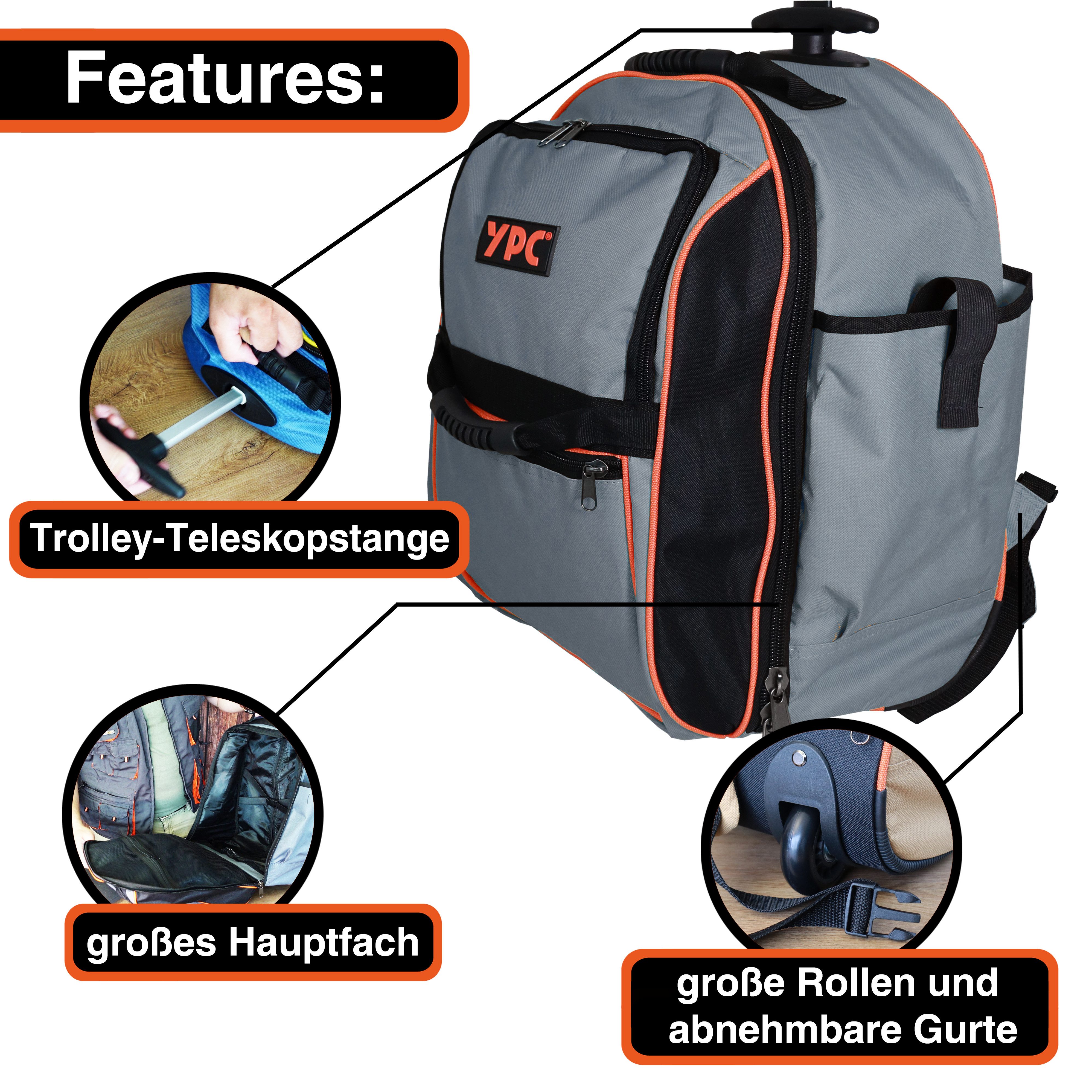 YPC Werkzeugtasche Juggernaut Trolley Rucksack, Werkzeugrucksack XXL